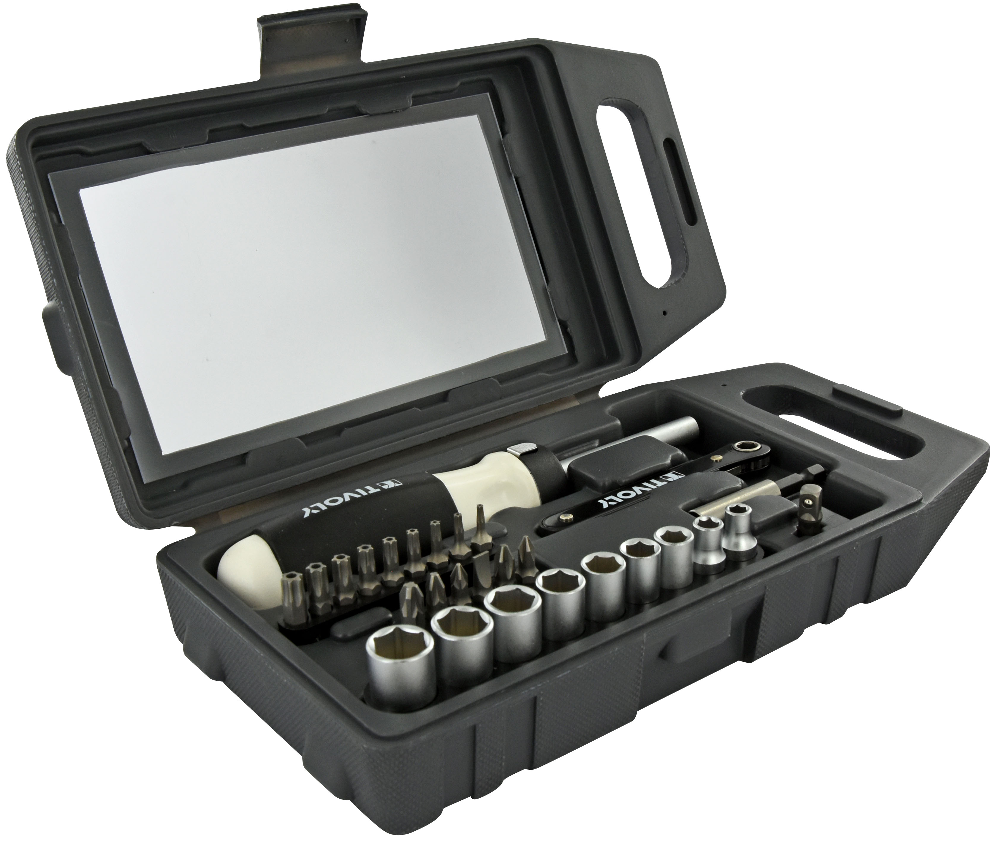 28 pièces -15 embouts + 9 douilles + 1 porte-embout magnétique + 1 tournevis + accessoires -STANDARD TIVOLY - 11501570027