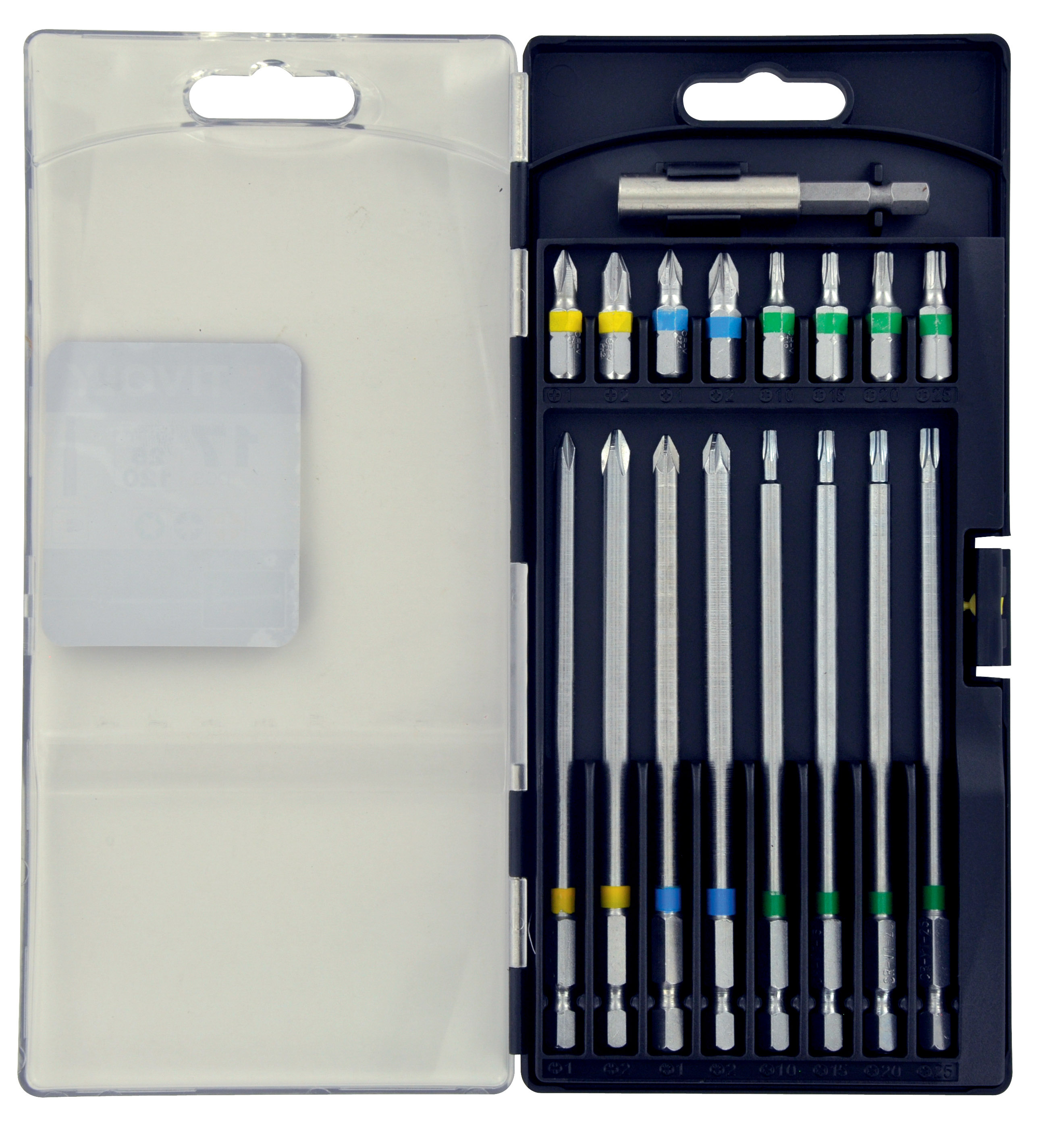 17 pièces -16 embouts extra longs L120mm bagués + 1 porte-embout TIVOLY - 11501570038