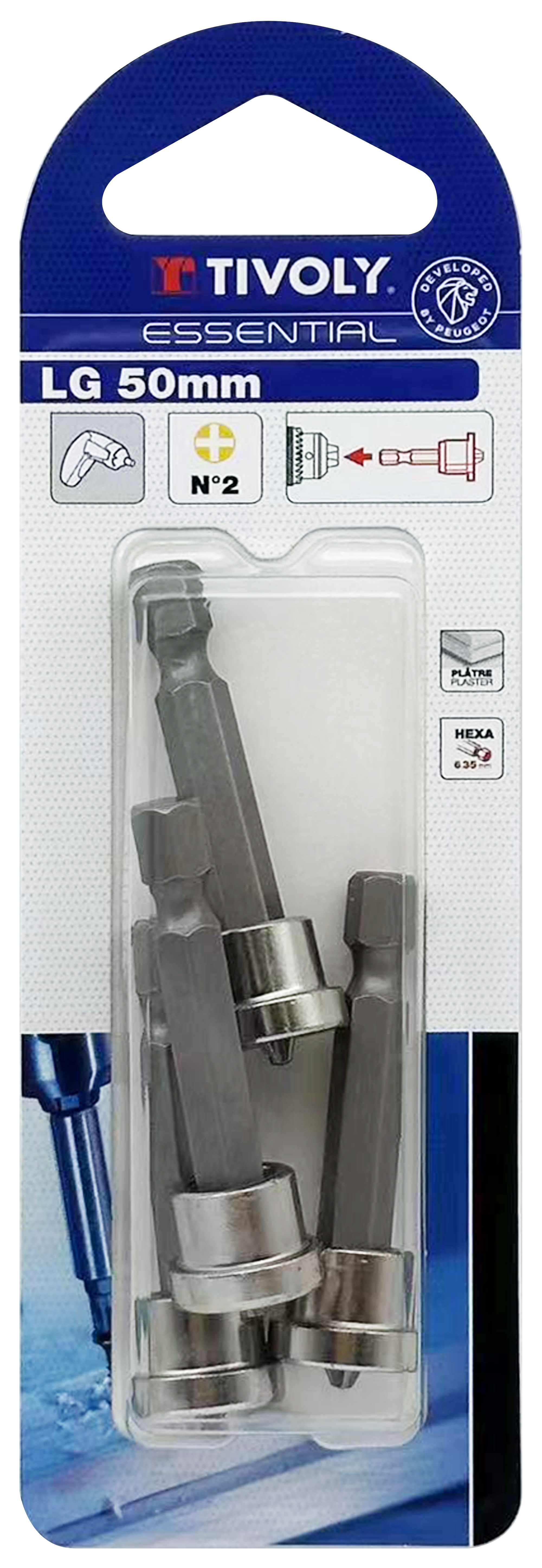 4 embouts à collerette spécial plaque de plâtre PH2 L50mm TIVOLY - 11501820002