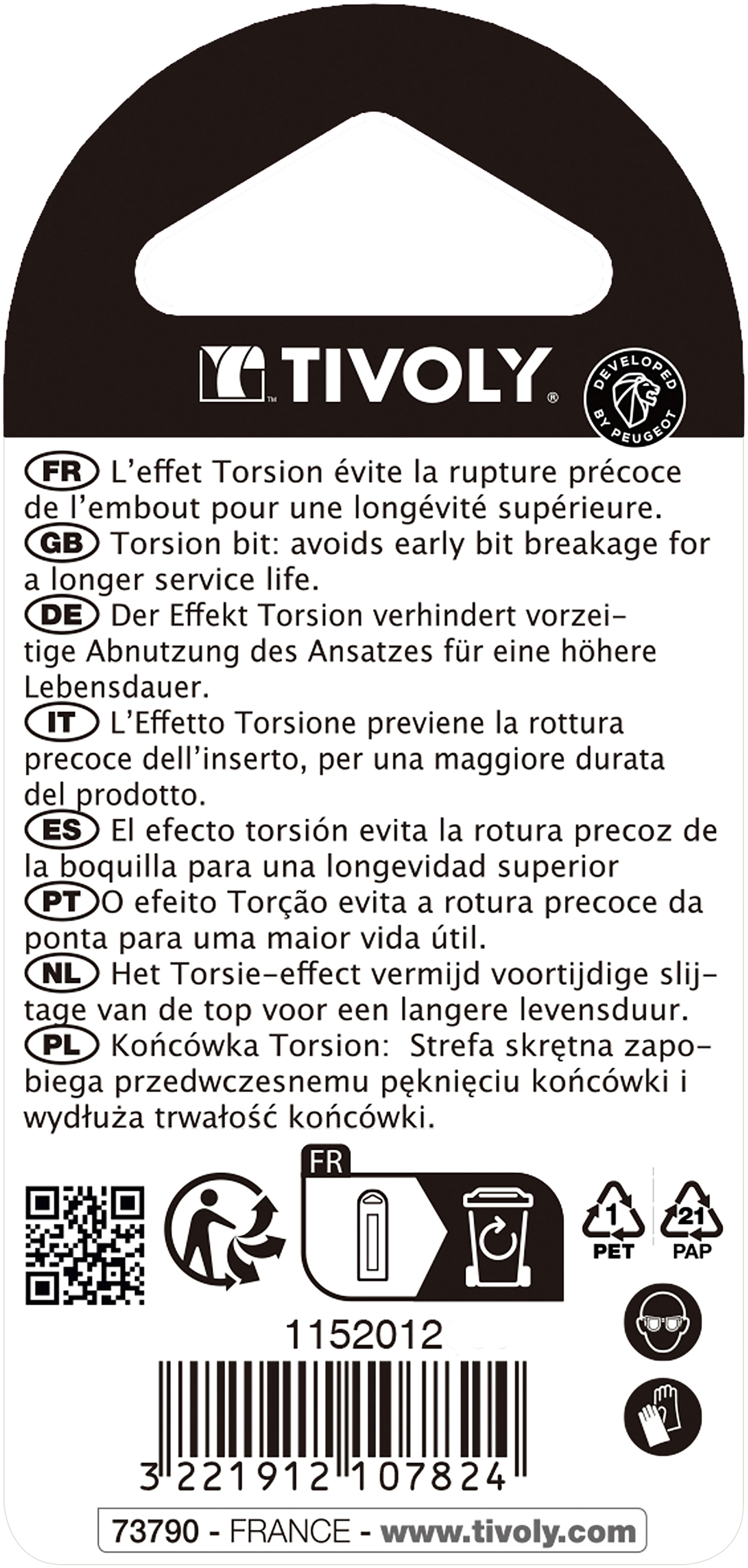 Embout de vissage -Torsion -Pour vis Fente (Blister) N°: 4,5-5,5-6,5 / L: 25 TIVOLY - 11520120001