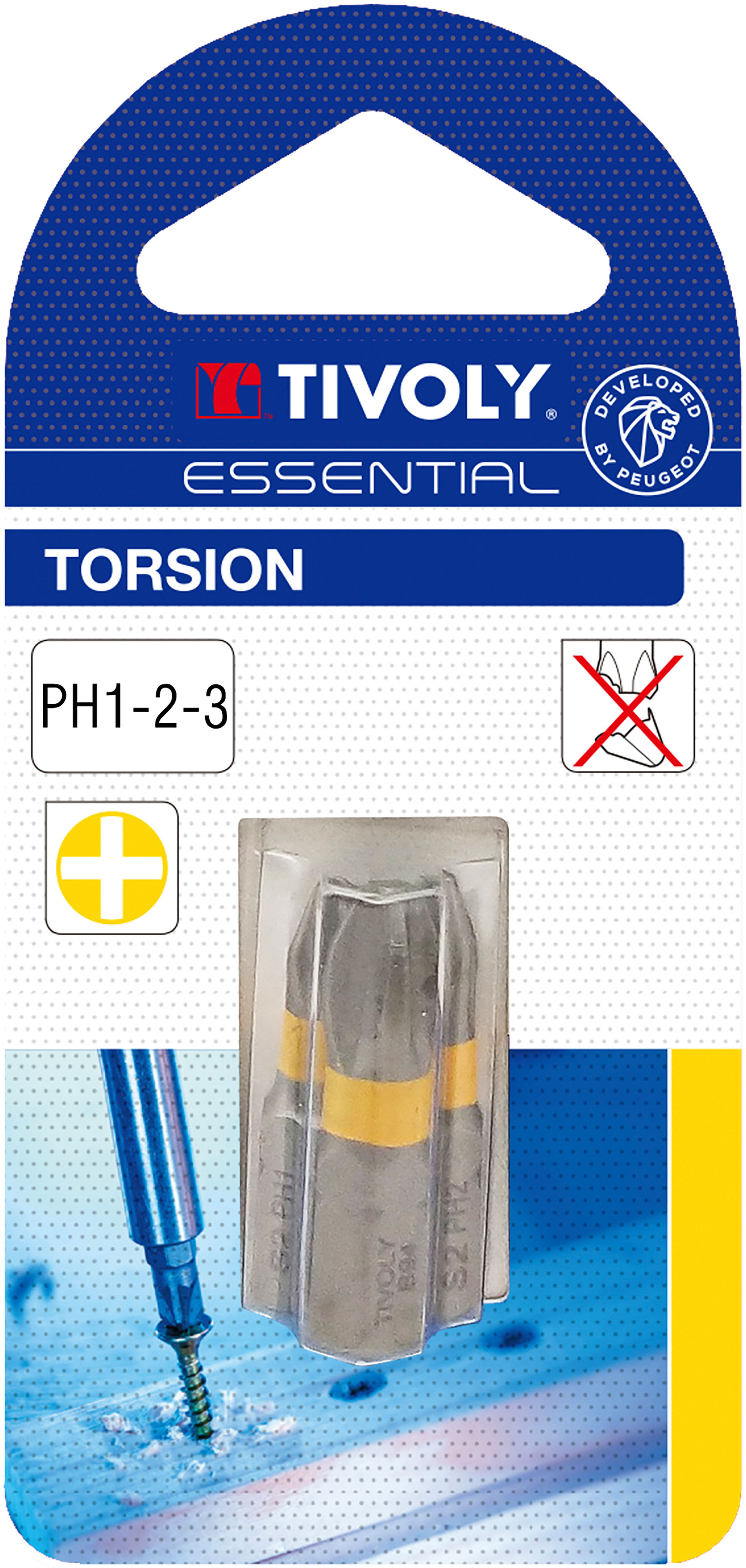 Embout de vissage -Torsion -Pour vis Phillips (Blister) N°: N1-2-3 / L: 25 TIVOLY - 11520320001