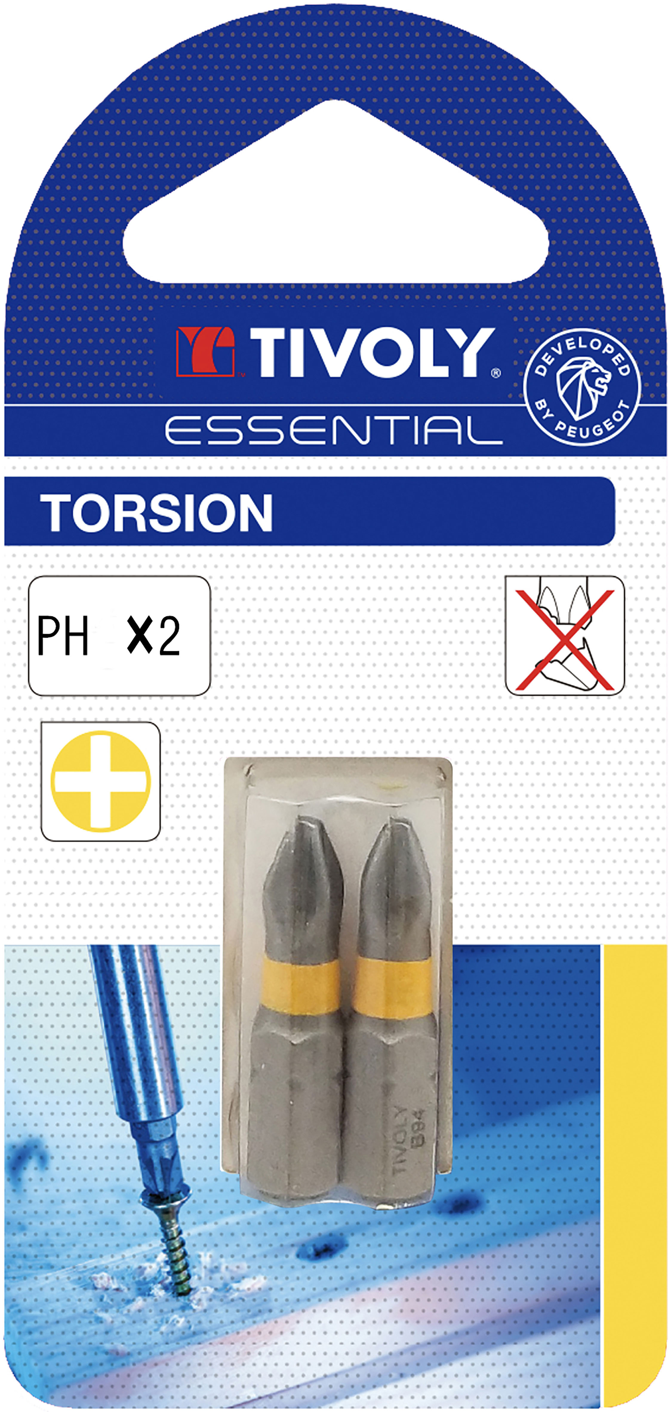 Embout de vissage -Torsion -Pour vis Phillips (Blister) N°: N2 / L: 25 TIVOLY - 11520320200