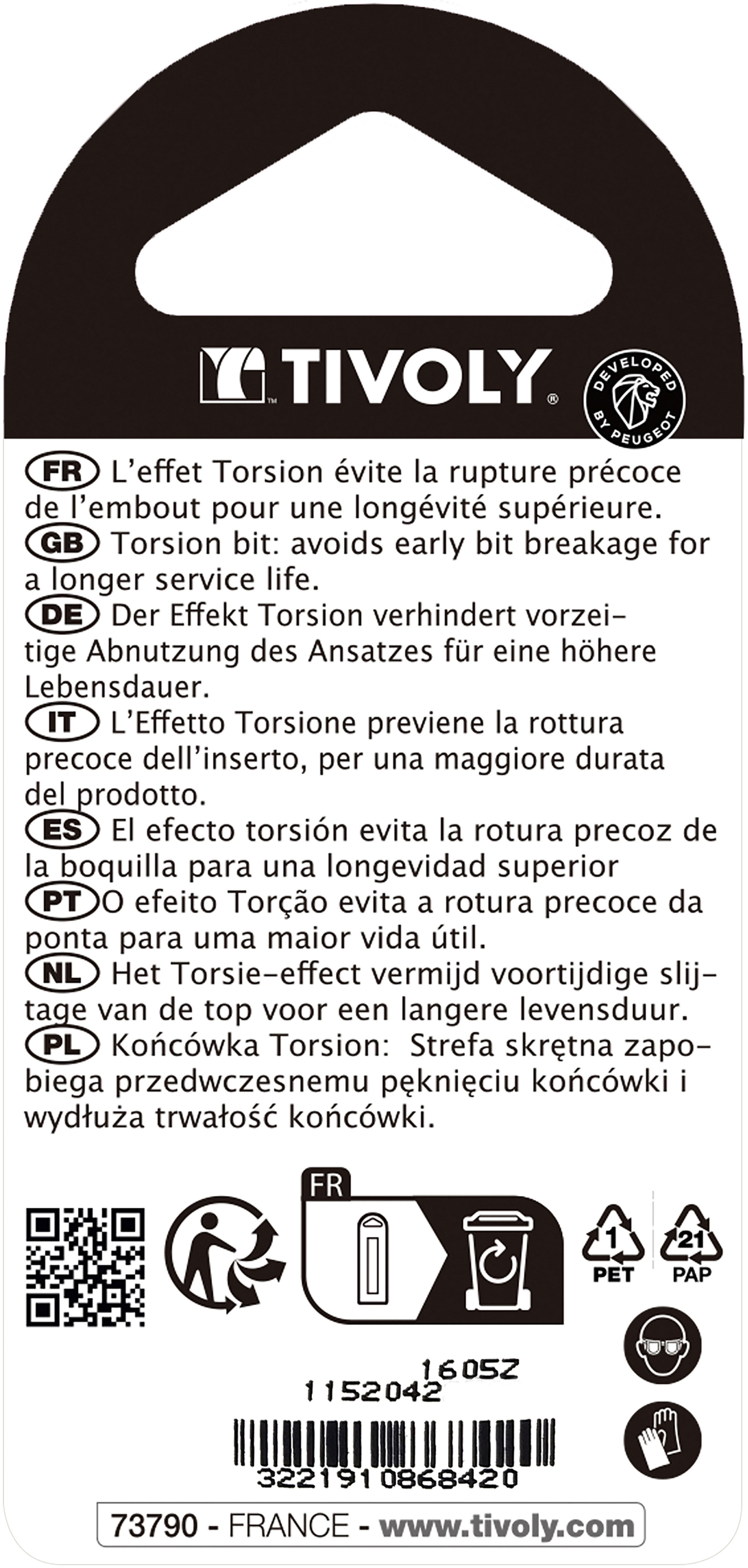 Embout de vissage -Torsion -Pour vis Torx (Blister) N°: N25 / L: 50 TIVOLY - 11520422500