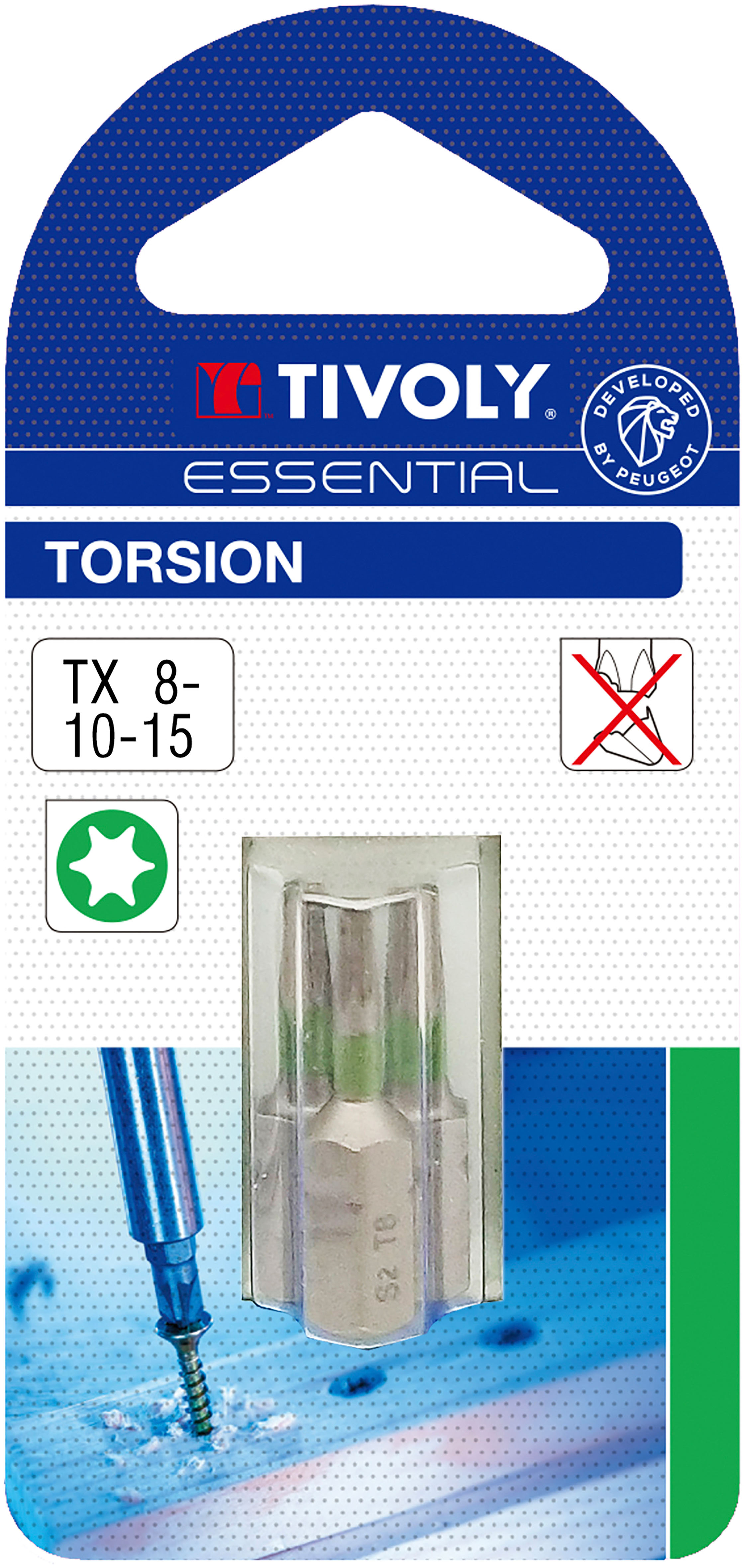 Embout de vissage -Torsion -Pour vis Torx (Blister) N°: N8-10-15 / L: 25 TIVOLY - 11520520002
