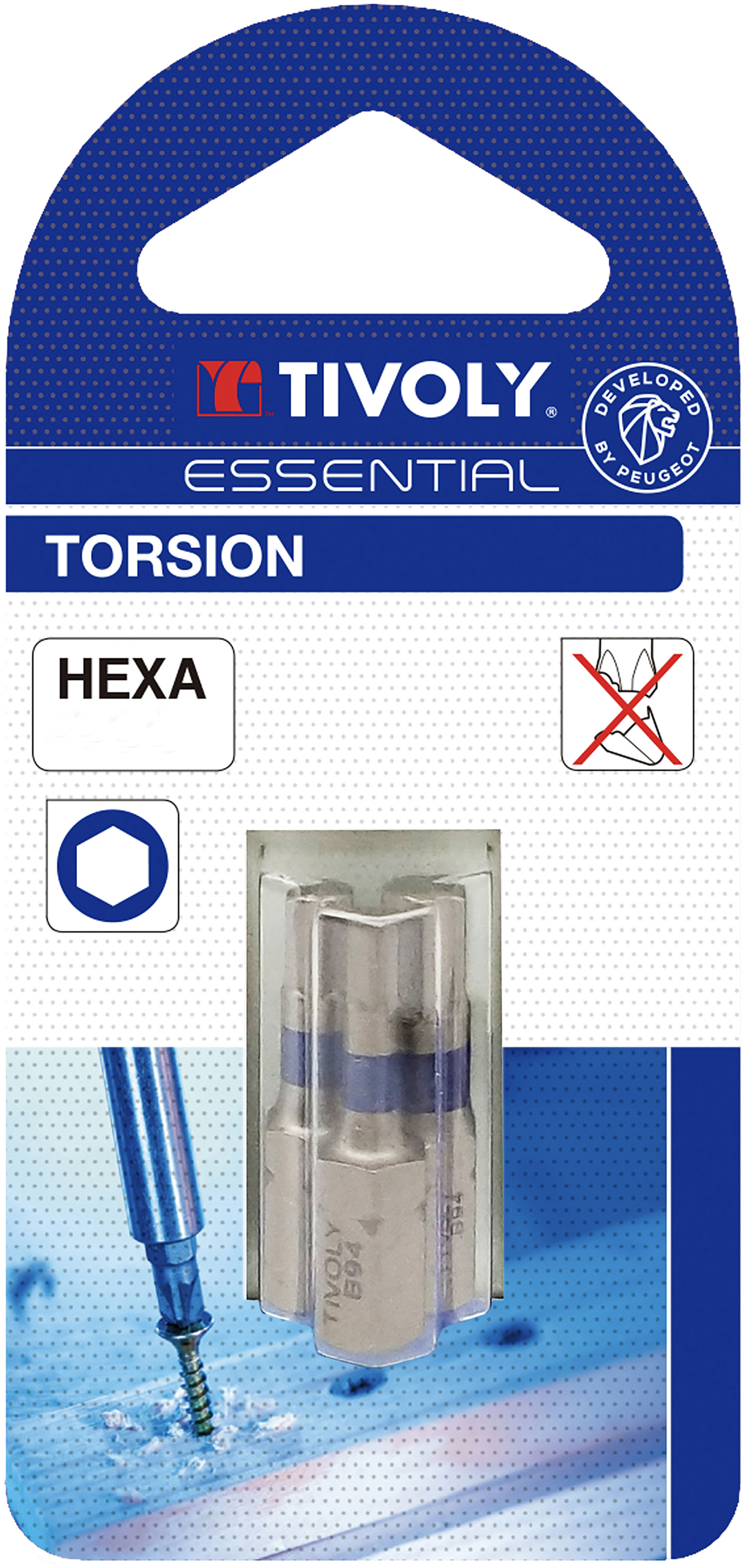 Embout de vissage -Torsion -Pour vis 6 pans (Blister) N°: 3/4/5 / L: 25 TIVOLY - 11520620001