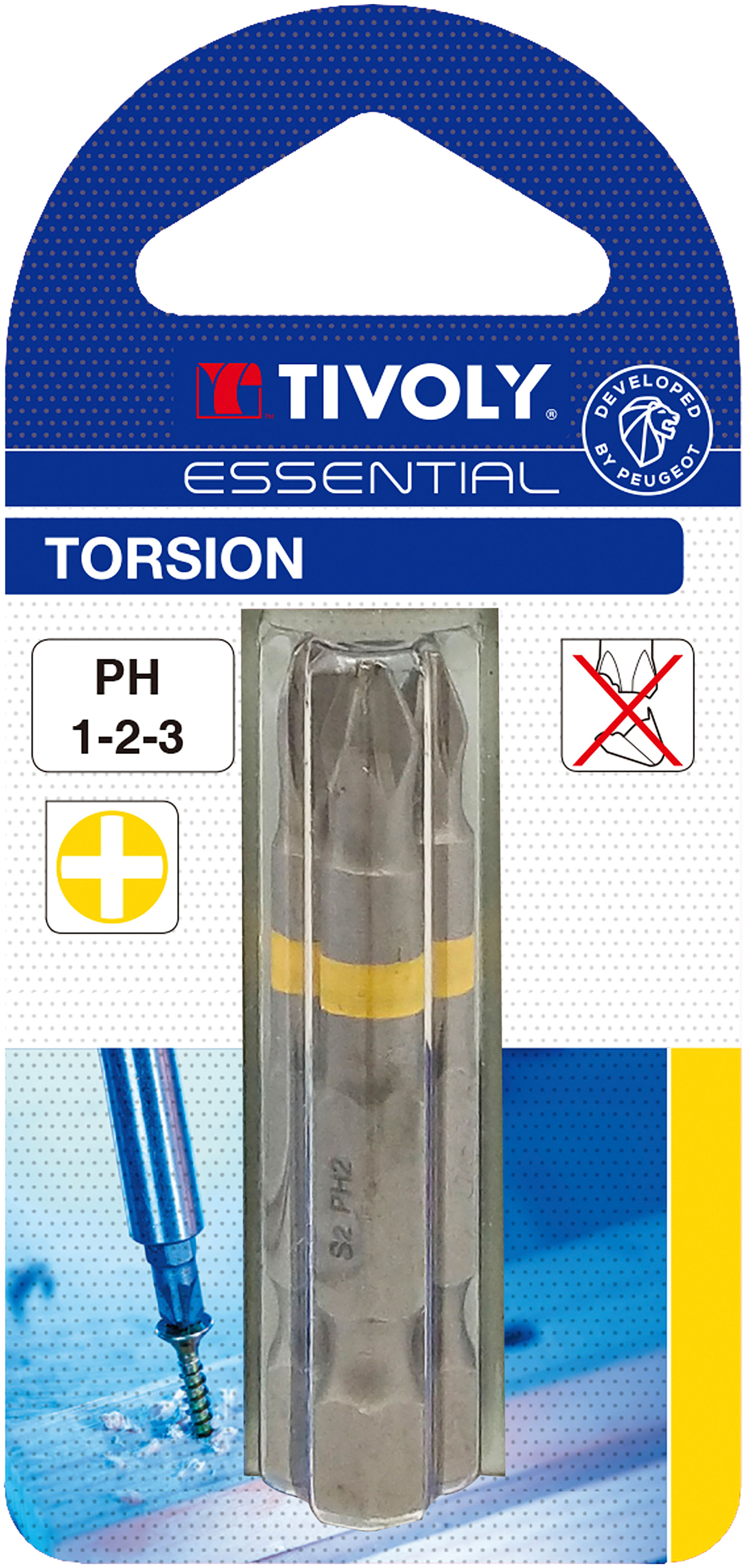 Embout de vissage -Torsion -Pour vis Phillips (Blister) N°: N1-2-3 / L: 50 TIVOLY - 11520820001