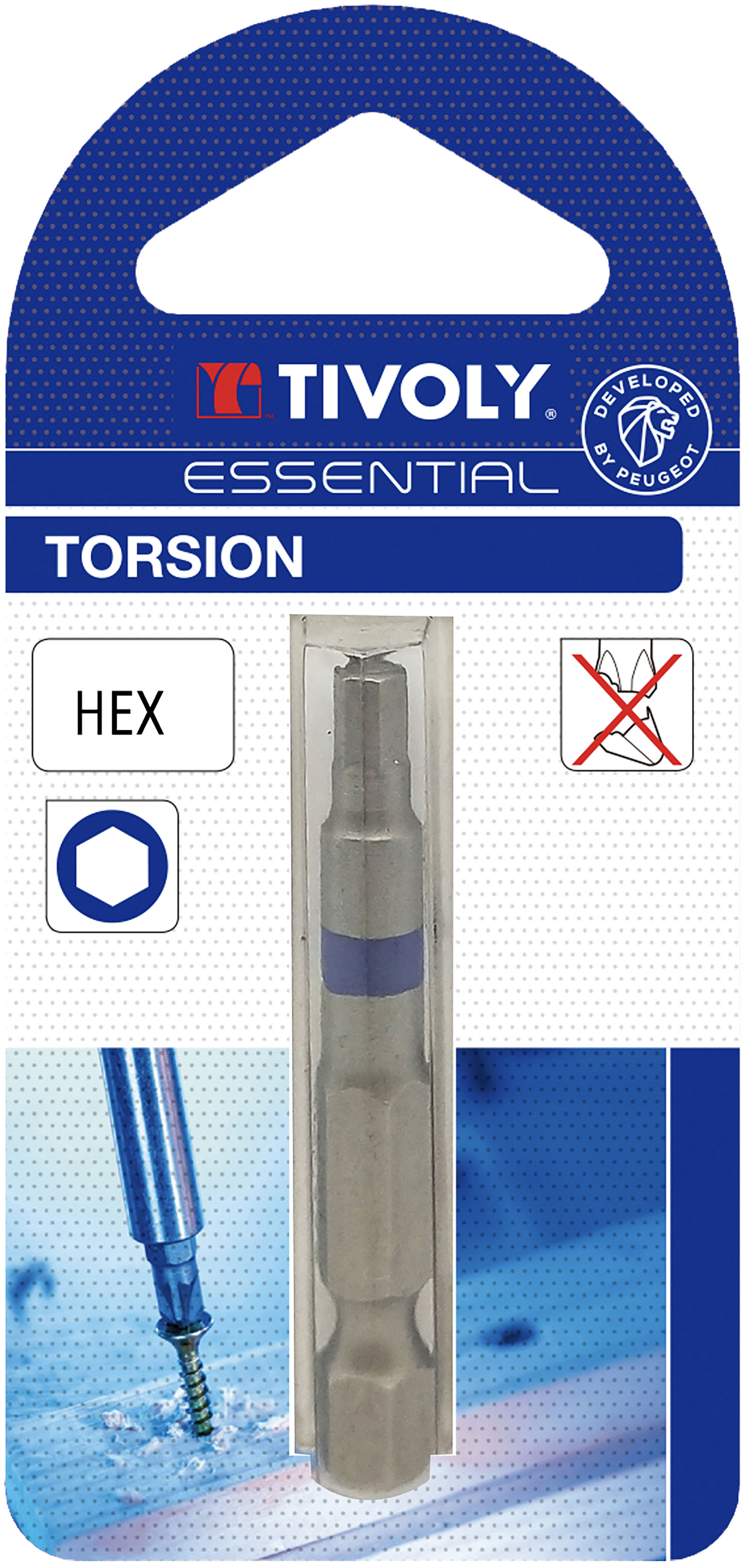 Embout de vissage -Torsion -Pour vis 6 pans (Blister) N°: 4 / L: 50 TIVOLY - 11520920400