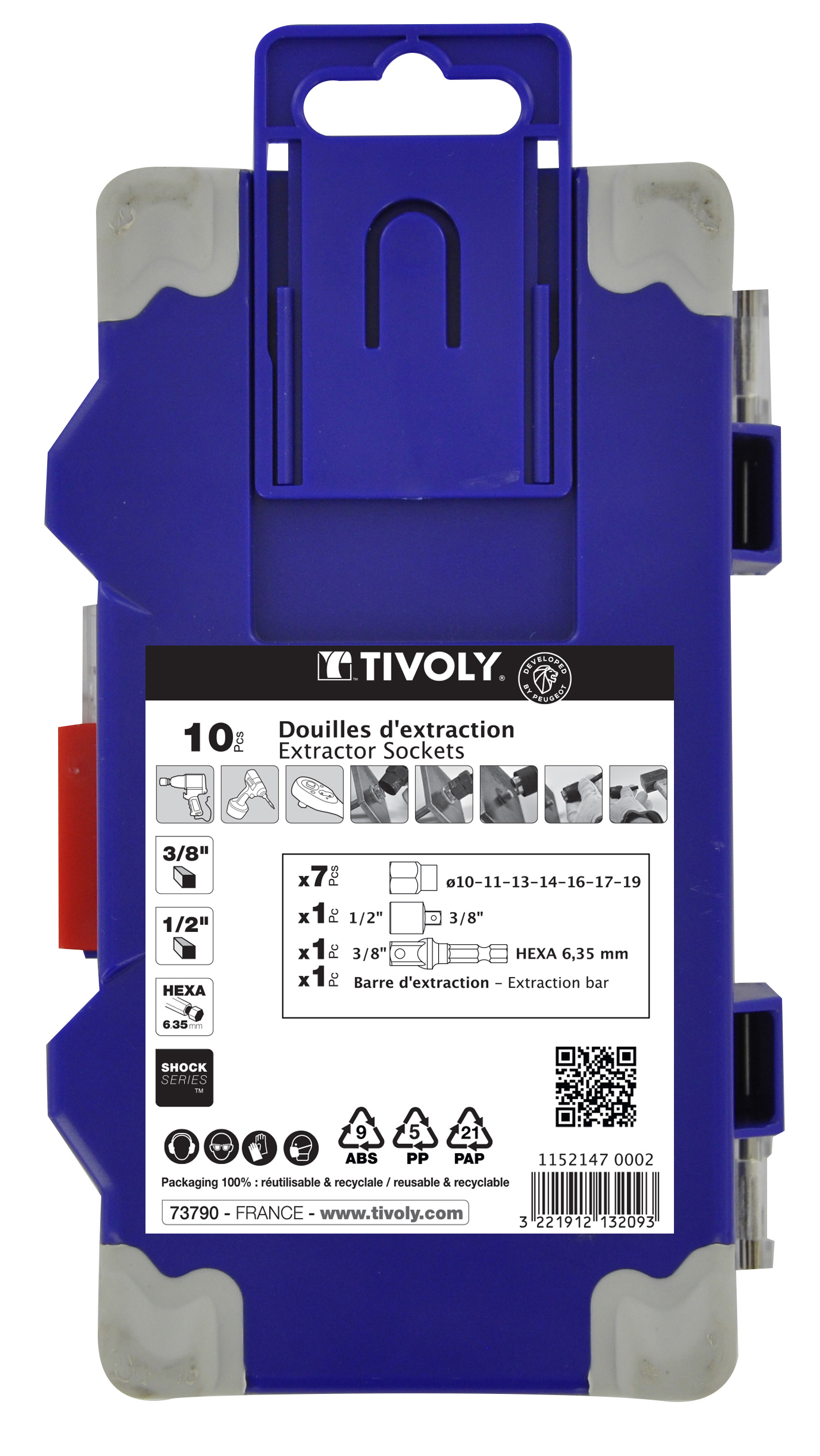 10 pièces -7 douilles d'extraction entrainement 3/8