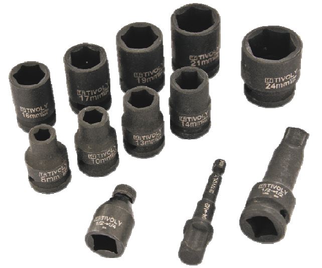 7 pièces -5 douilles à choc Ø 13 à 24mm + 1 douille F 1/2