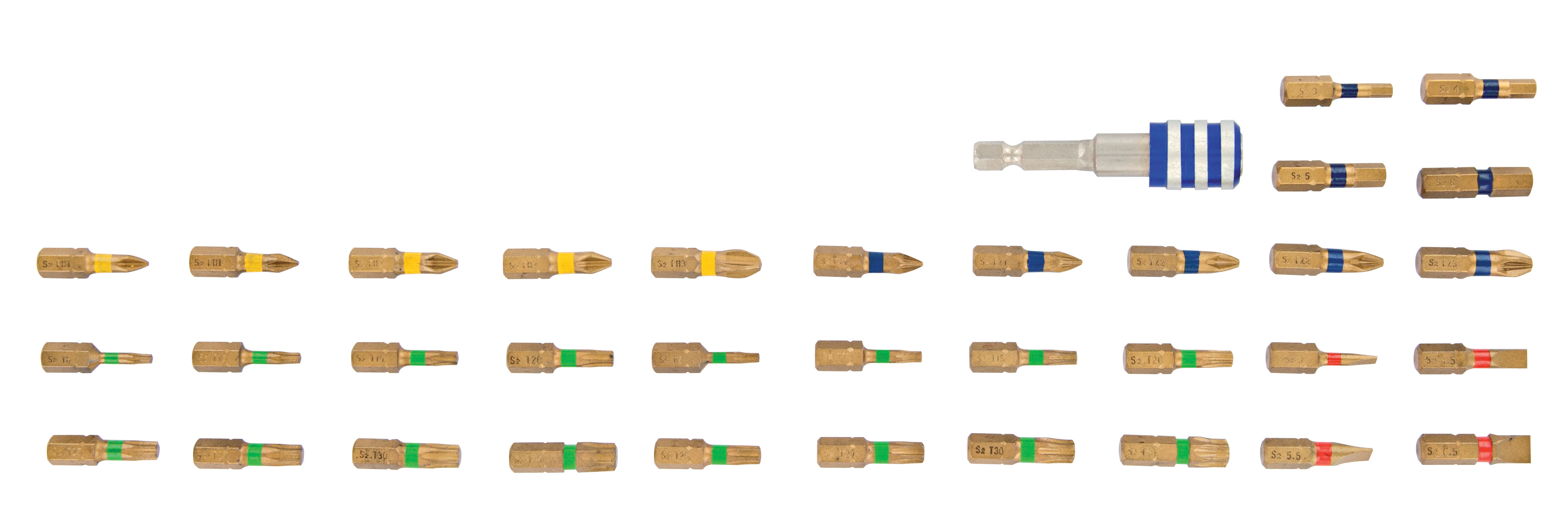 35 pièces -34 embouts torsion revêtus TiN + 1 porte-embout magnétique Quick change TIVOLY - 11521572004