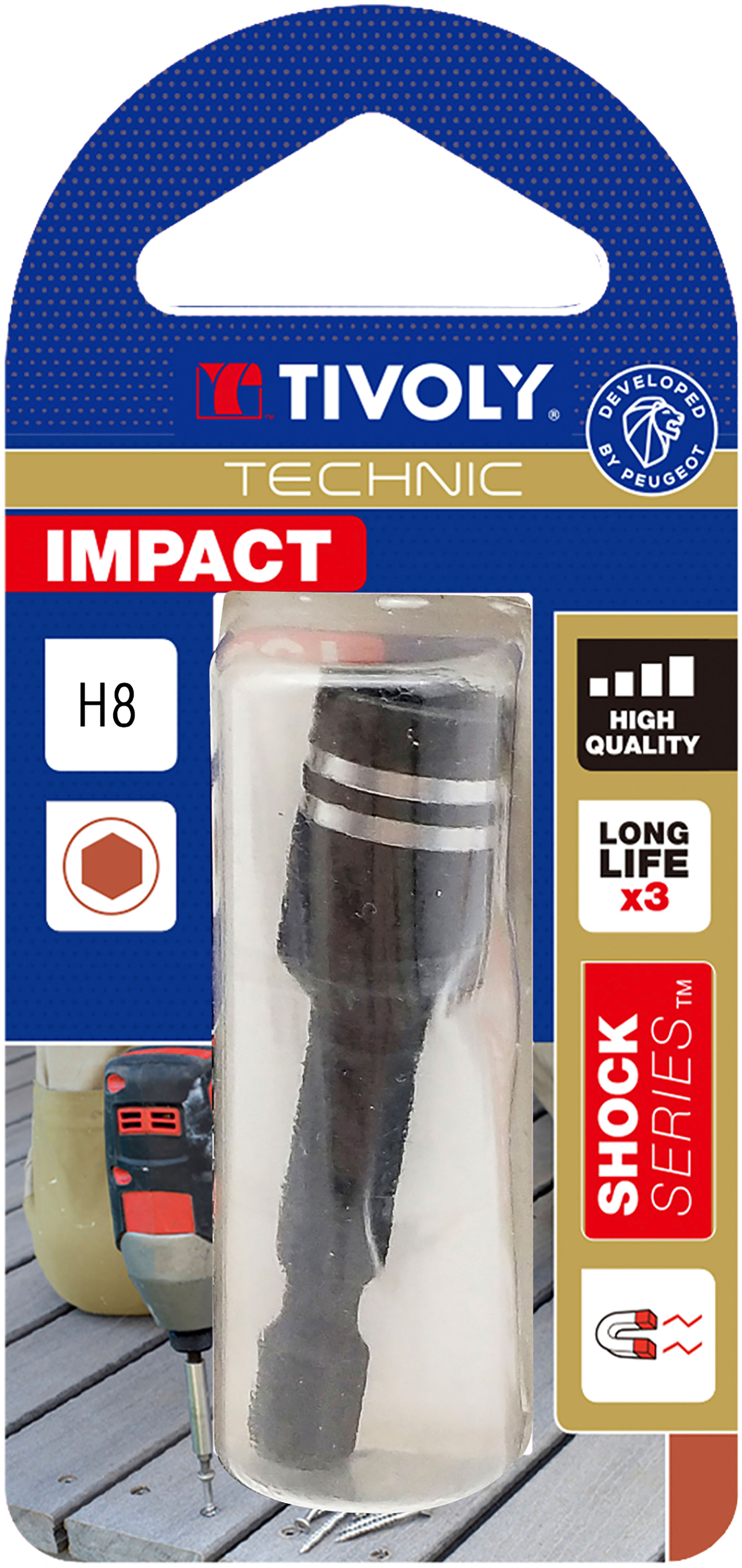 Noix de serrage magnétique -IMPACT (Blister) N°: N8 / L: 45 TIVOLY - 11521920800