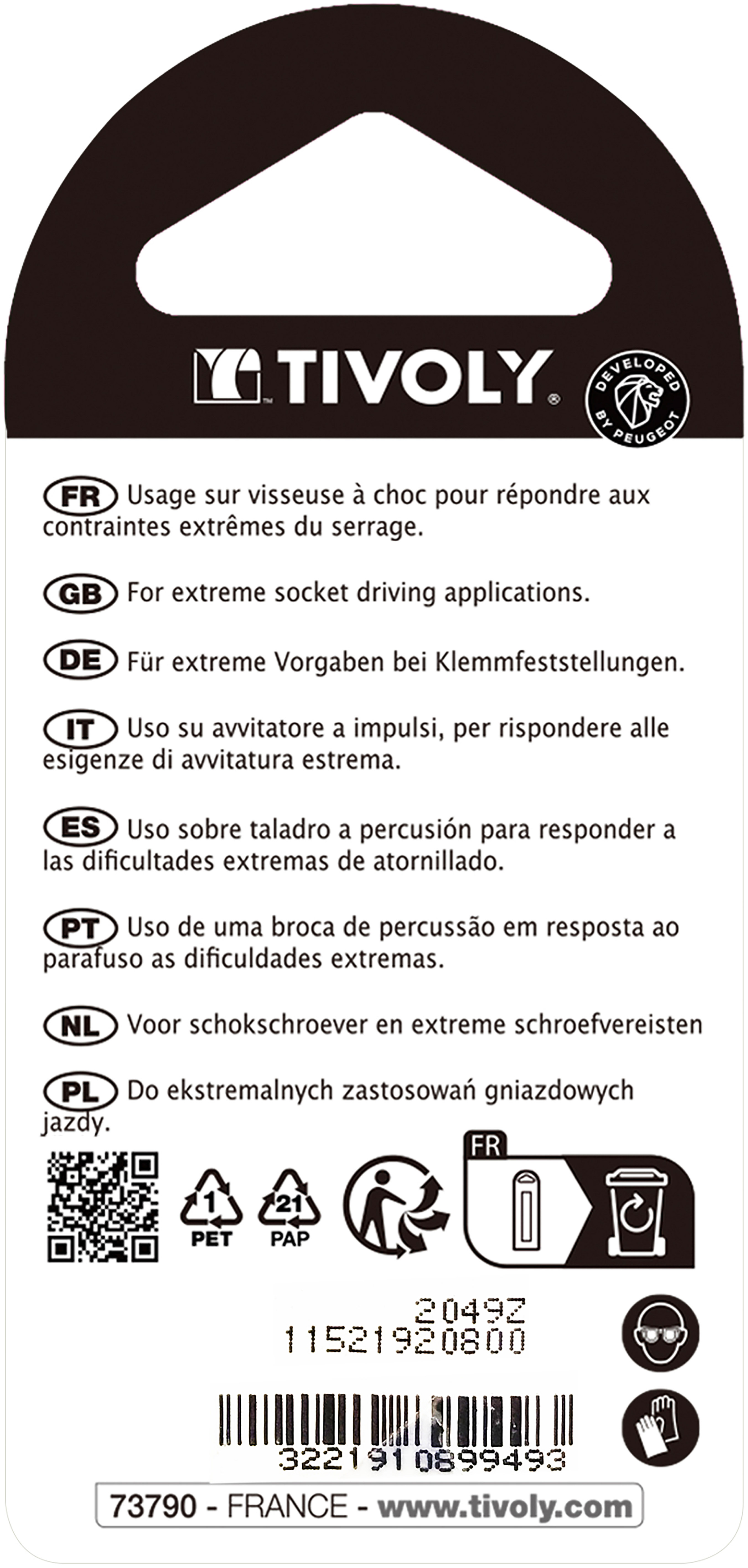 Noix de serrage magnétique -IMPACT (Blister) N°: N8 / L: 45 TIVOLY - 11521920800