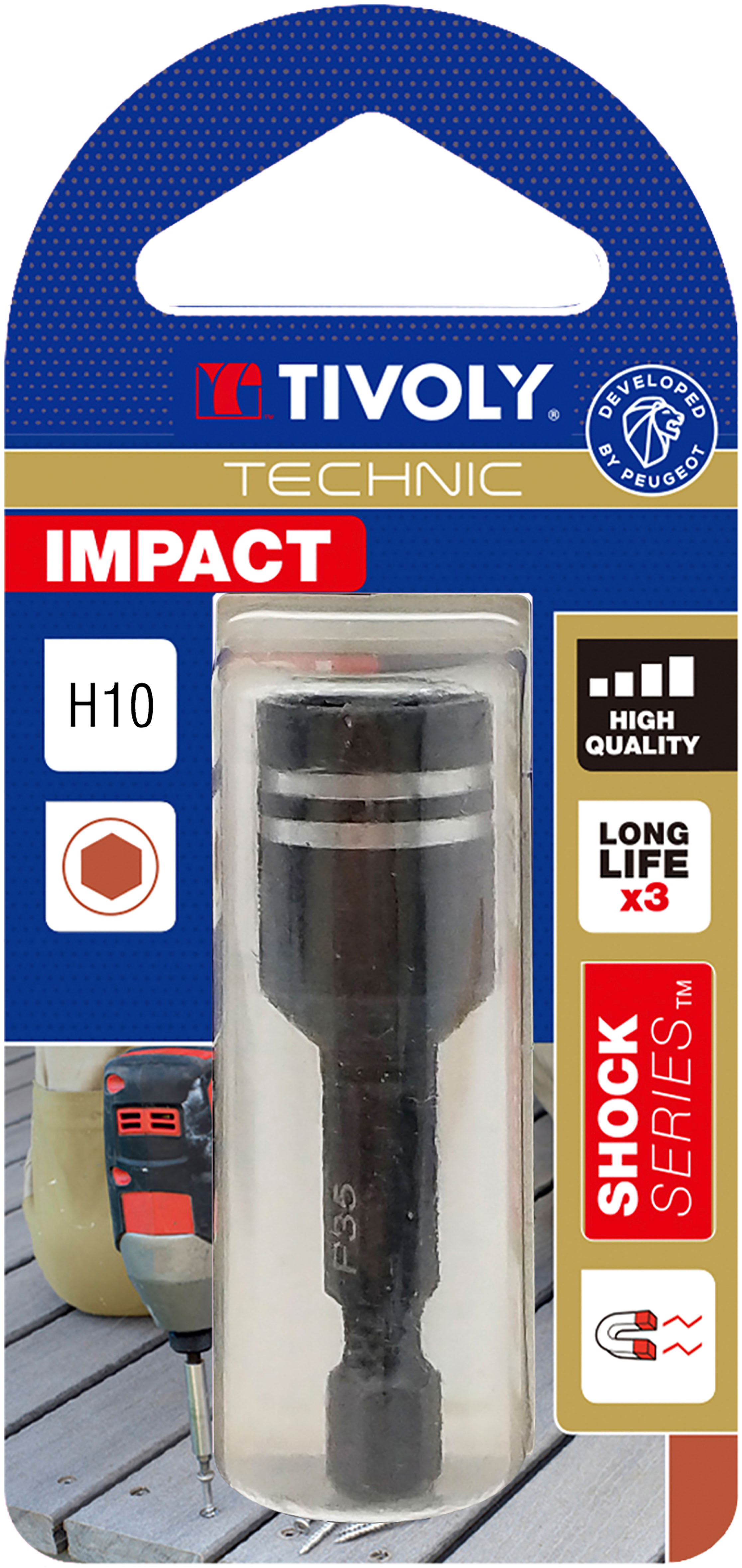 Noix de serrage magnétique -IMPACT (Blister) N°: N10 / L: 45 TIVOLY - 11521921000