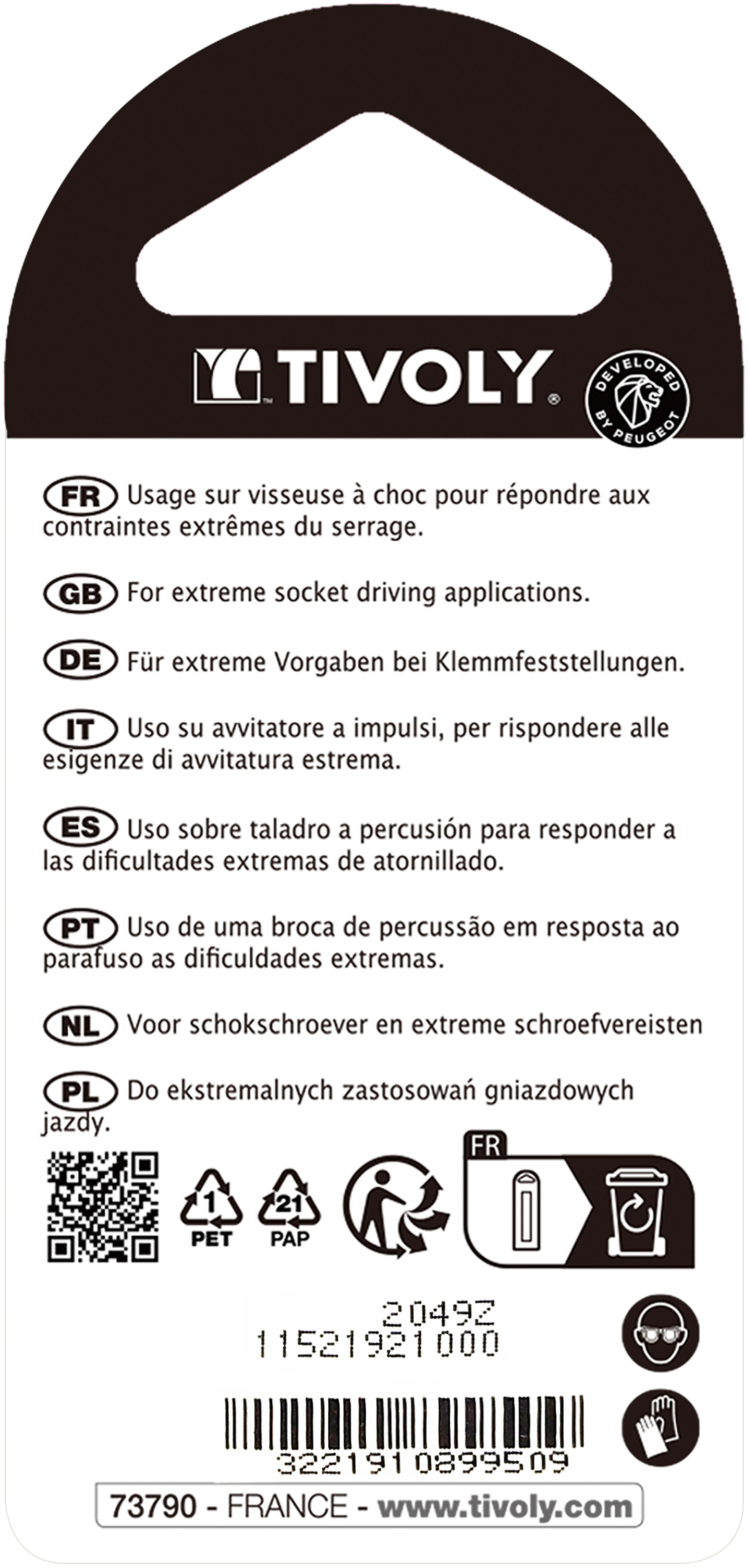Noix de serrage magnétique -IMPACT (Blister) N°: N10 / L: 45 TIVOLY - 11521921000