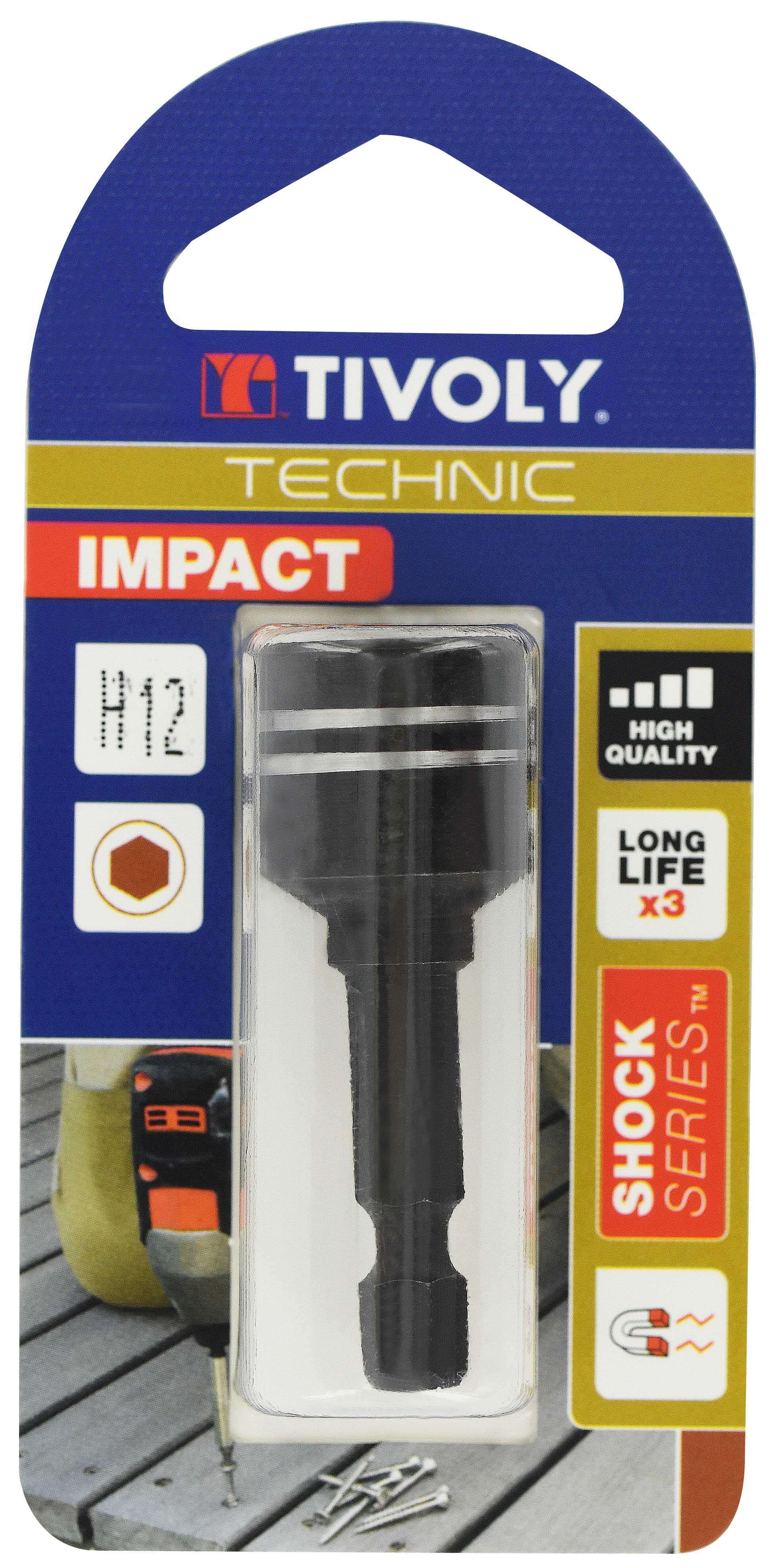 Noix de serrage magnétique -IMPACT (Blister) N°: N12 / L: 45 TIVOLY - 11521921200