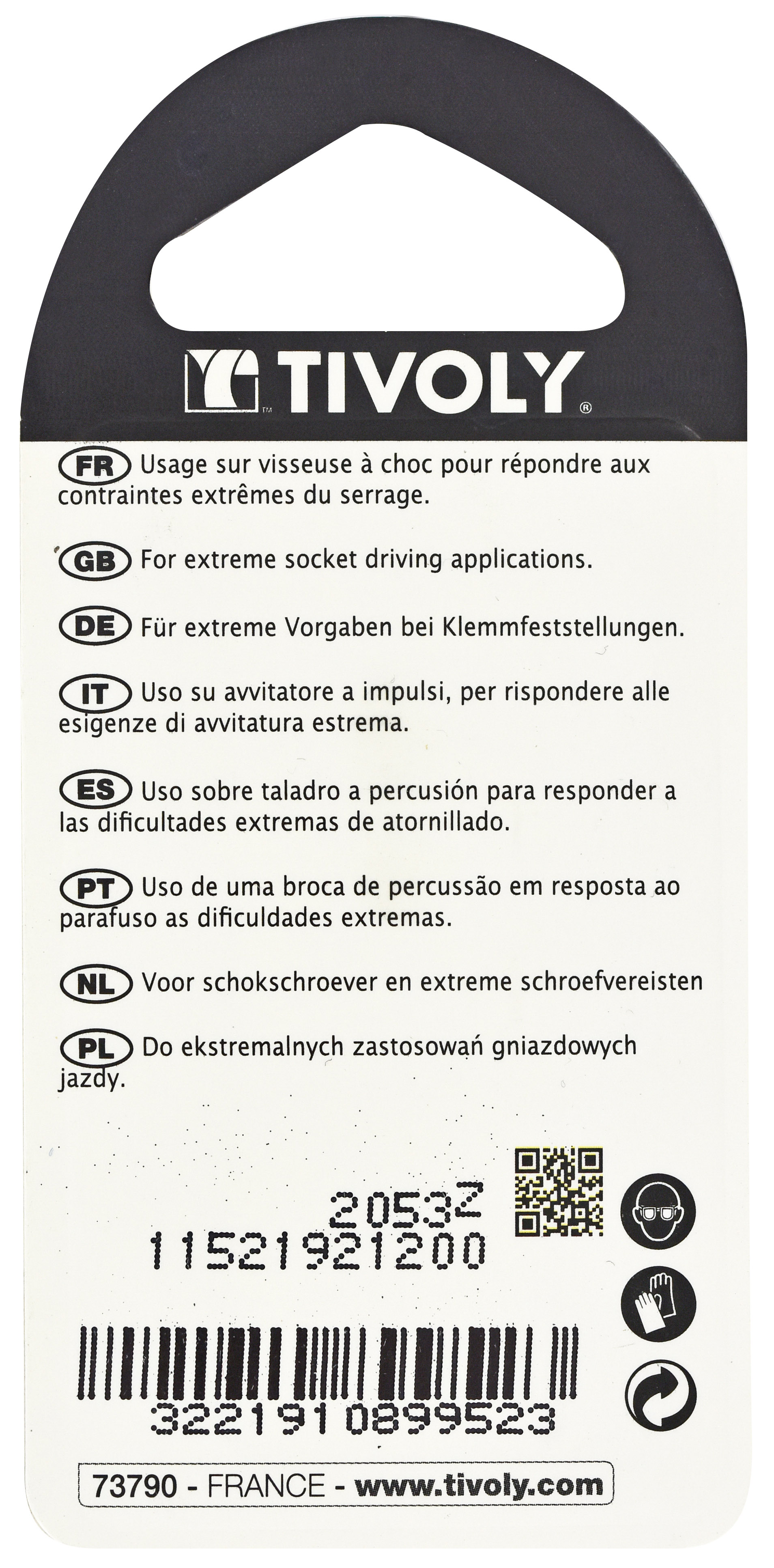 Noix de serrage magnétique -IMPACT (Blister) N°: N12 / L: 45 TIVOLY - 11521921200