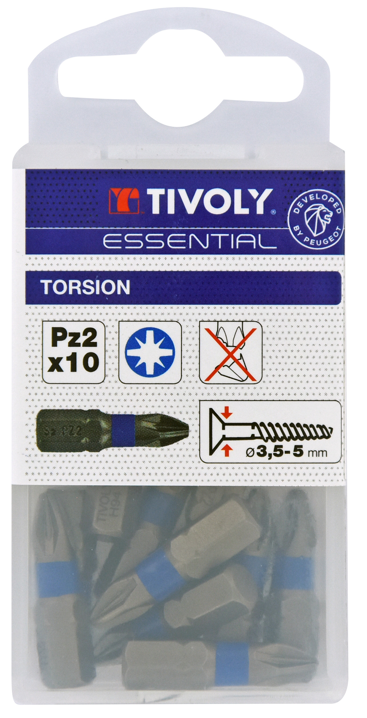 10 embouts PZ2 torsion TIVOLY - 11522020003