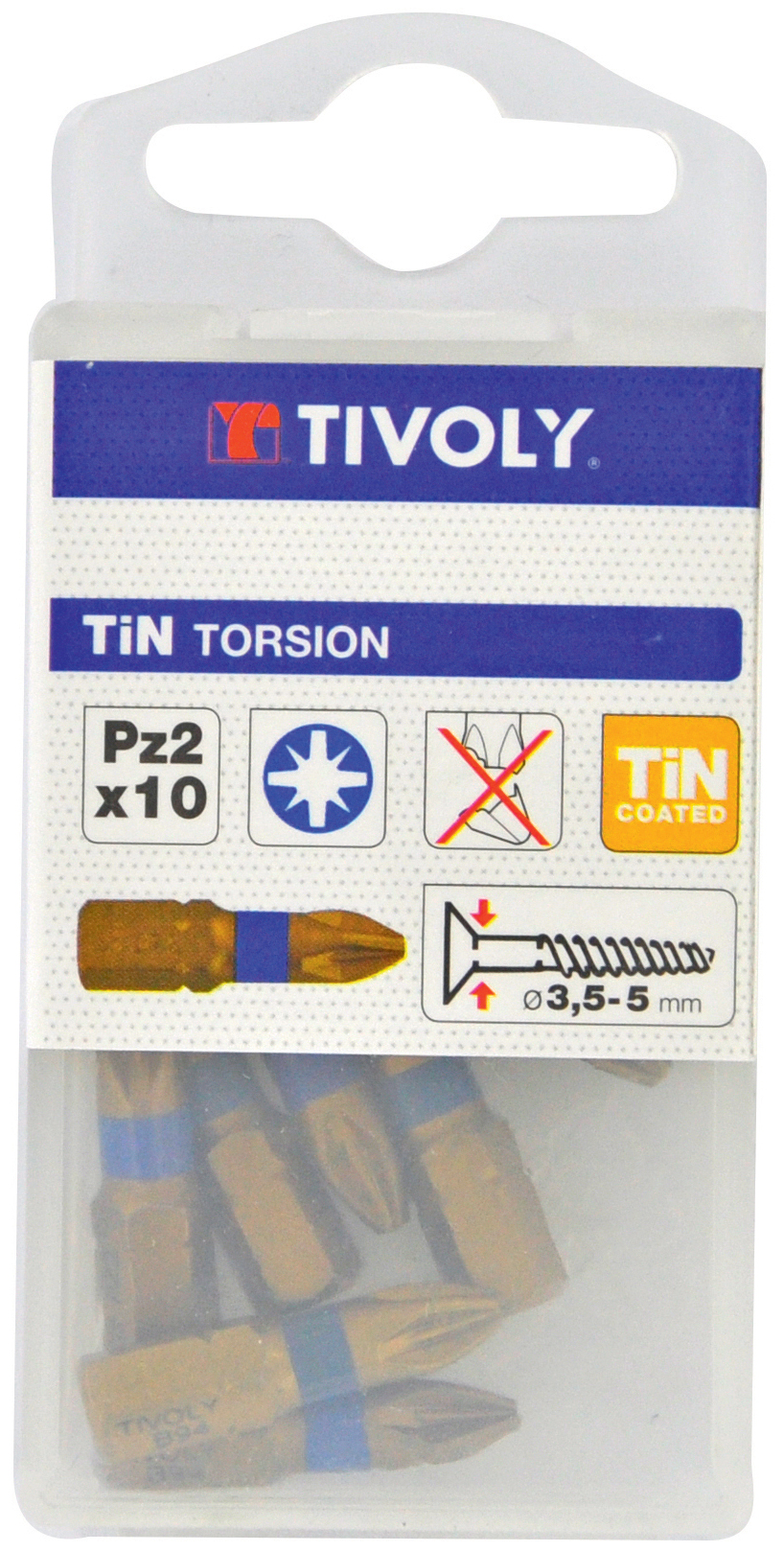 Embout de vissage -Torsion TiN -Pour vis Pozidriv N°: N2 / L: 25 TIVOLY - 11522260200