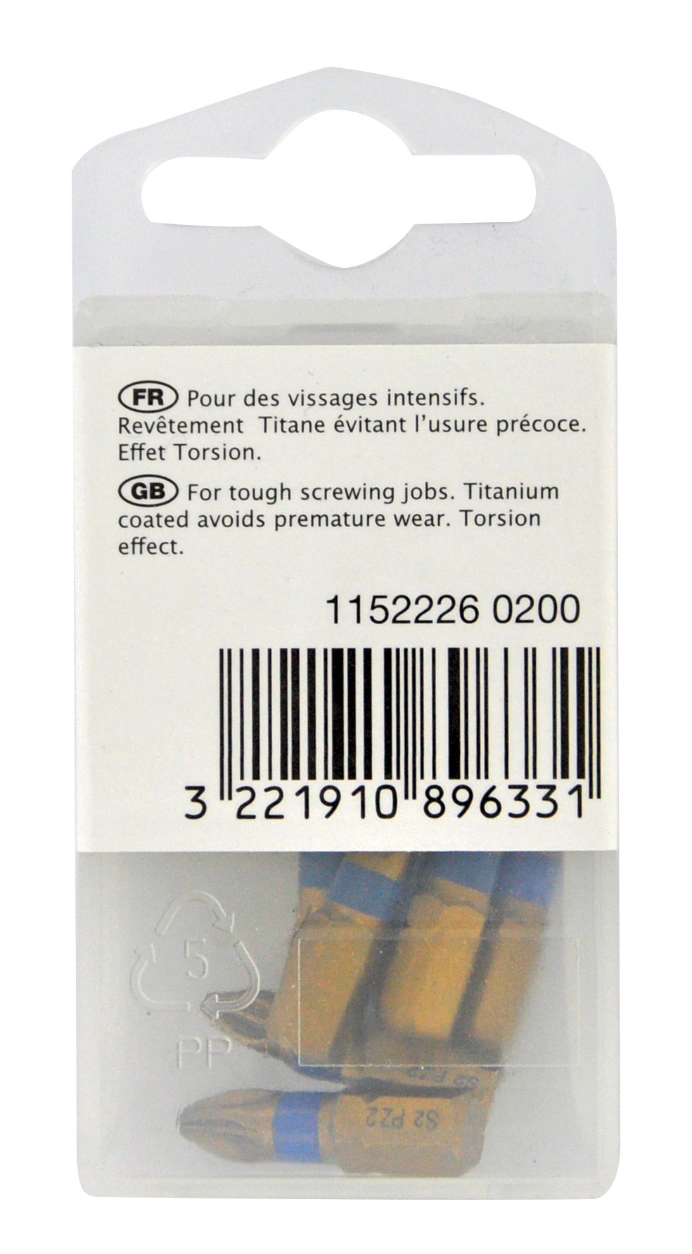 Embout de vissage -Torsion TiN -Pour vis Pozidriv N°: N2 / L: 25 TIVOLY - 11522260200