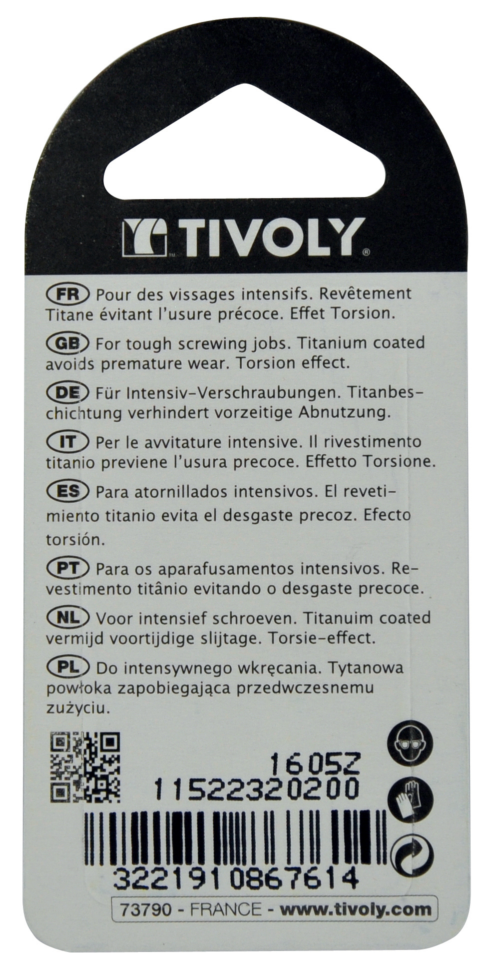 Embout de vissage -Torsion TiN -Pour vis Phillips (Blister) N°: N3 / L: 25 TIVOLY - 11522320300