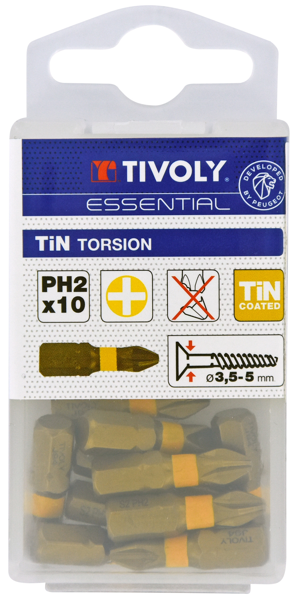 Embout de vissage -Torsion TiN -Pour vis Phillips N°: N2 / L: 25 TIVOLY - 11522360200