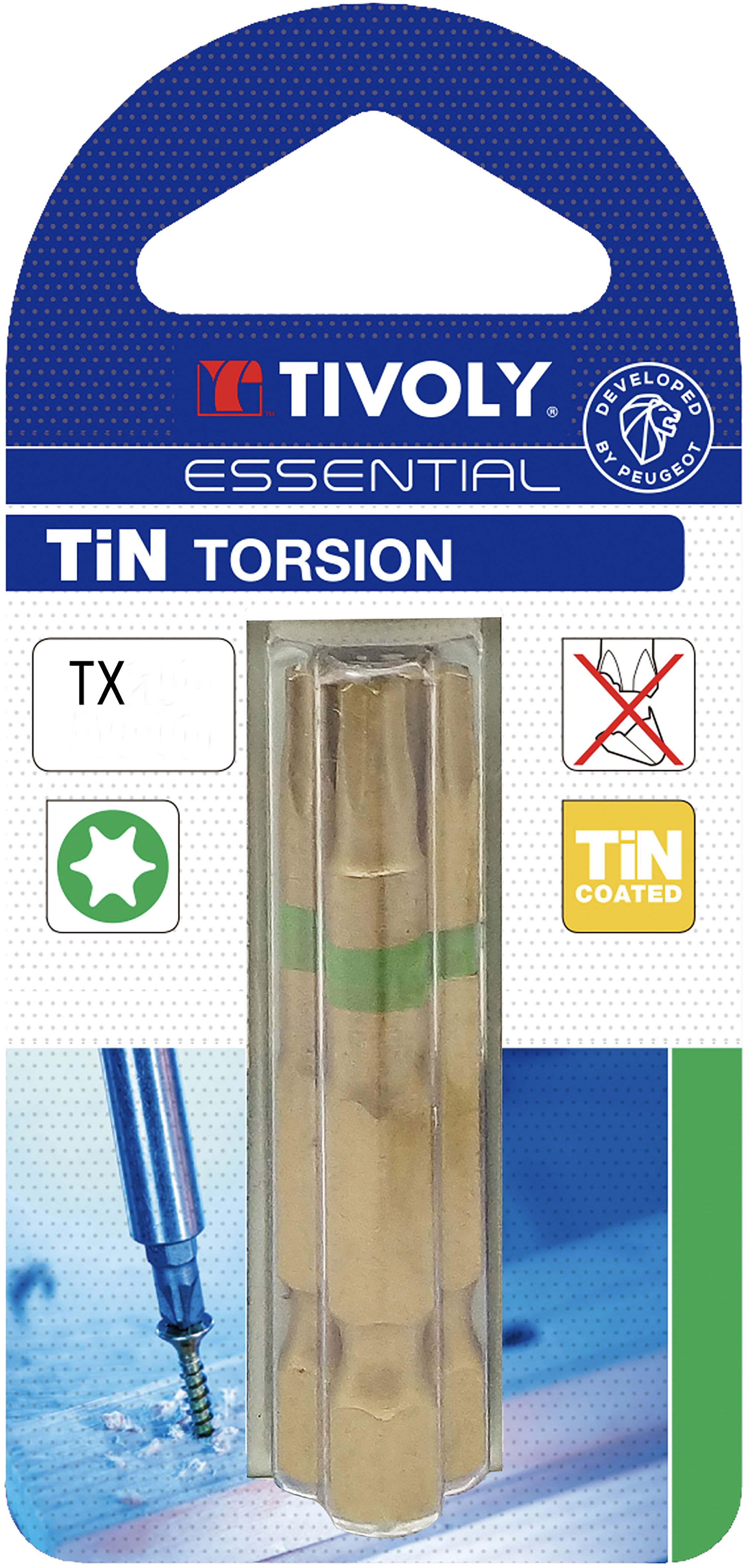 Embout de vissage -Torsion TiN -Pour vis Torx (Blister) N°: N25-30-40 / L: 50 TIVOLY - 11522420002