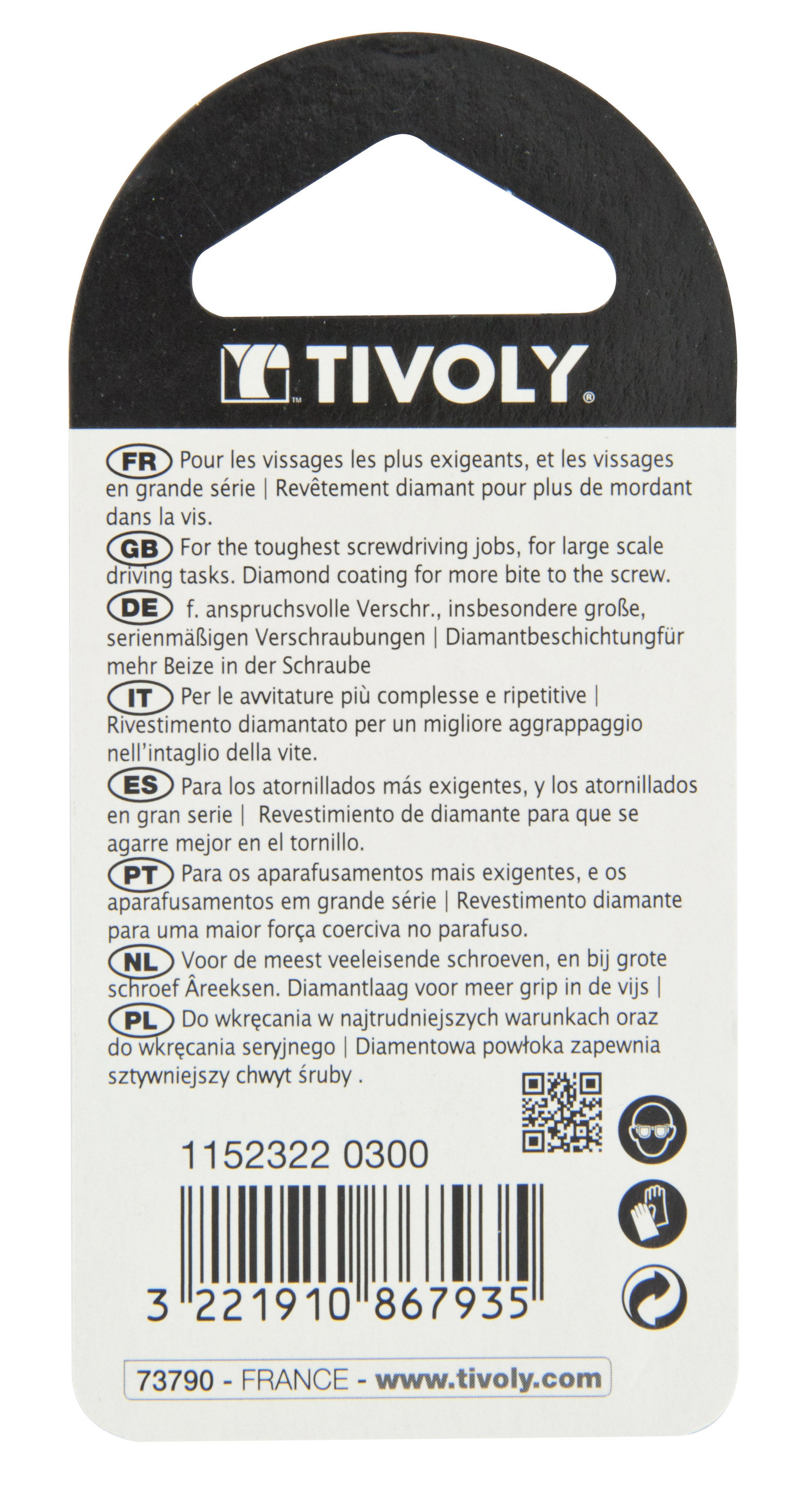 Embout de vissage -Torsion diamant IMPACT -Pour vis Pozidriv N°: N3 / L: 25 TIVOLY - 11523220300