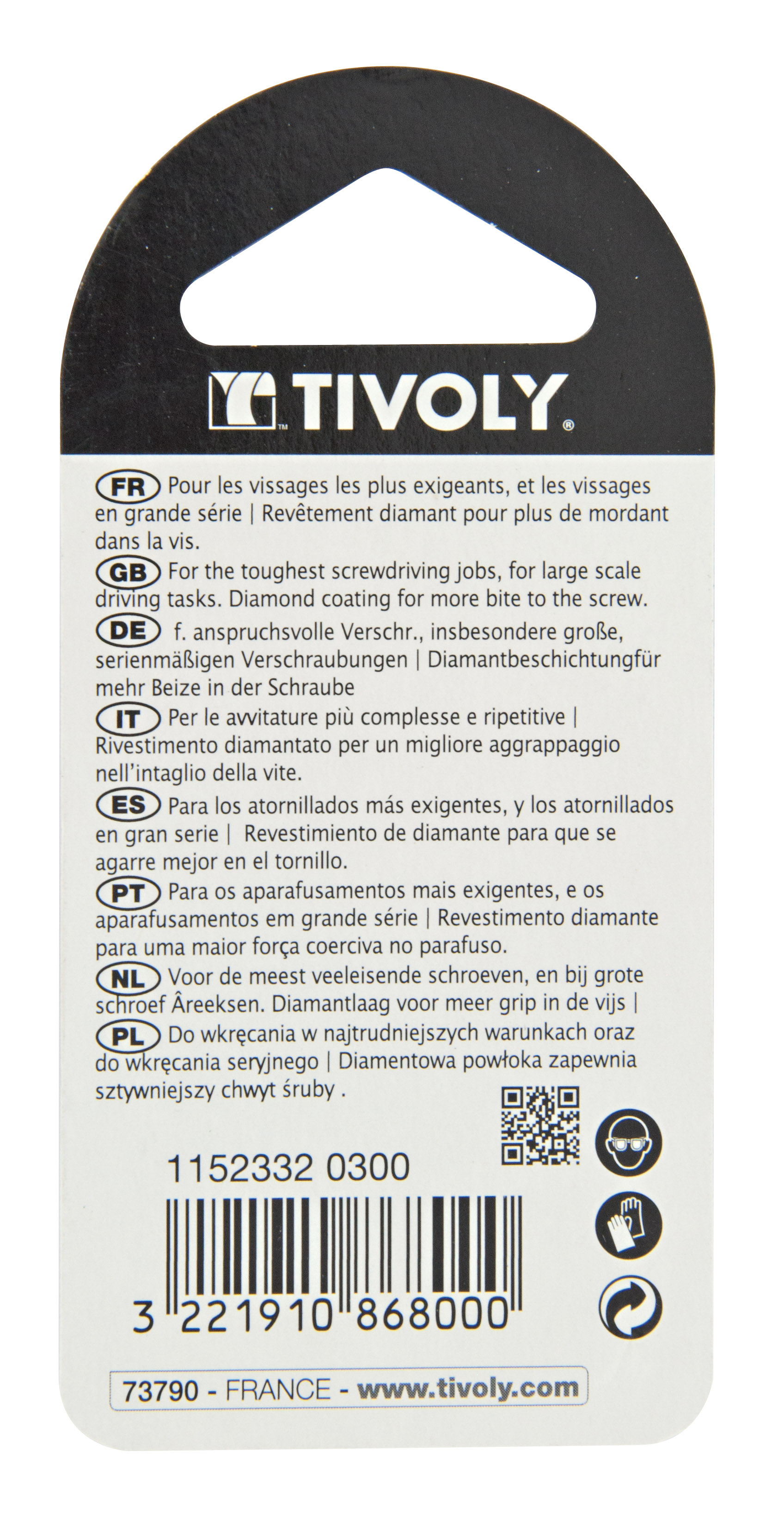 Embout de vissage -Torsion diamant IMPACT -Pour vis Phillips N°: N3 / L: 25 TIVOLY - 11523320300