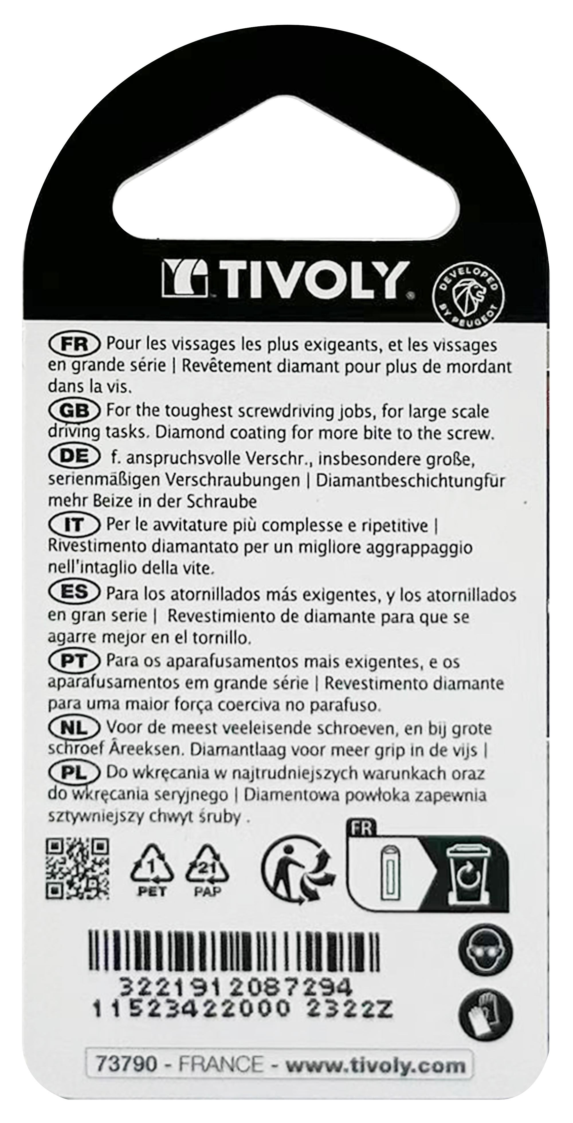 Embout de vissage -Torsion diamant IMPACT -Pour vis Torx N°: N20 / L: 50 TIVOLY - 11523422000