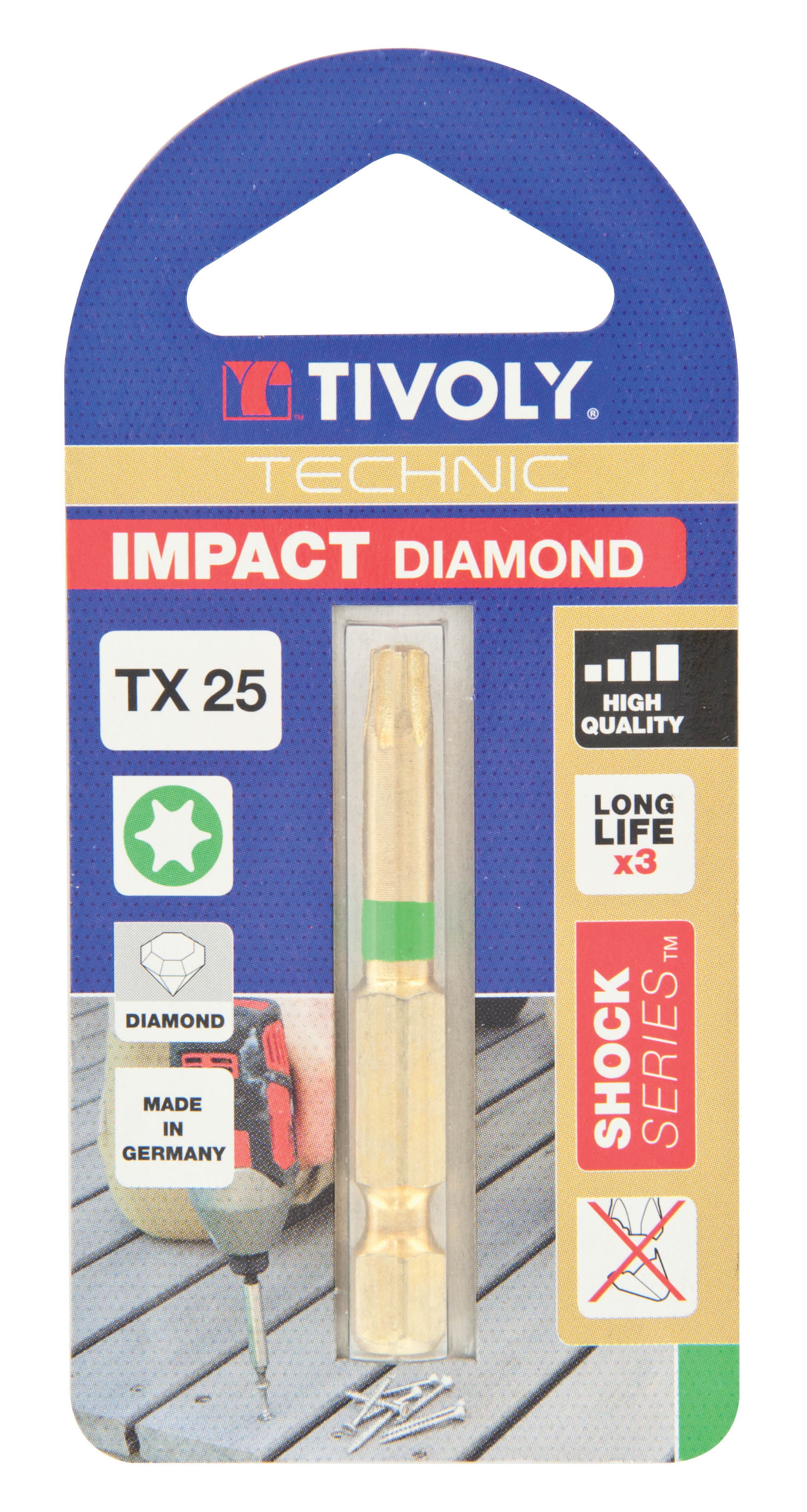 Embout de vissage -Torsion diamant IMPACT -Pour vis Torx N°: N25 / L: 50 TIVOLY - 11523422500