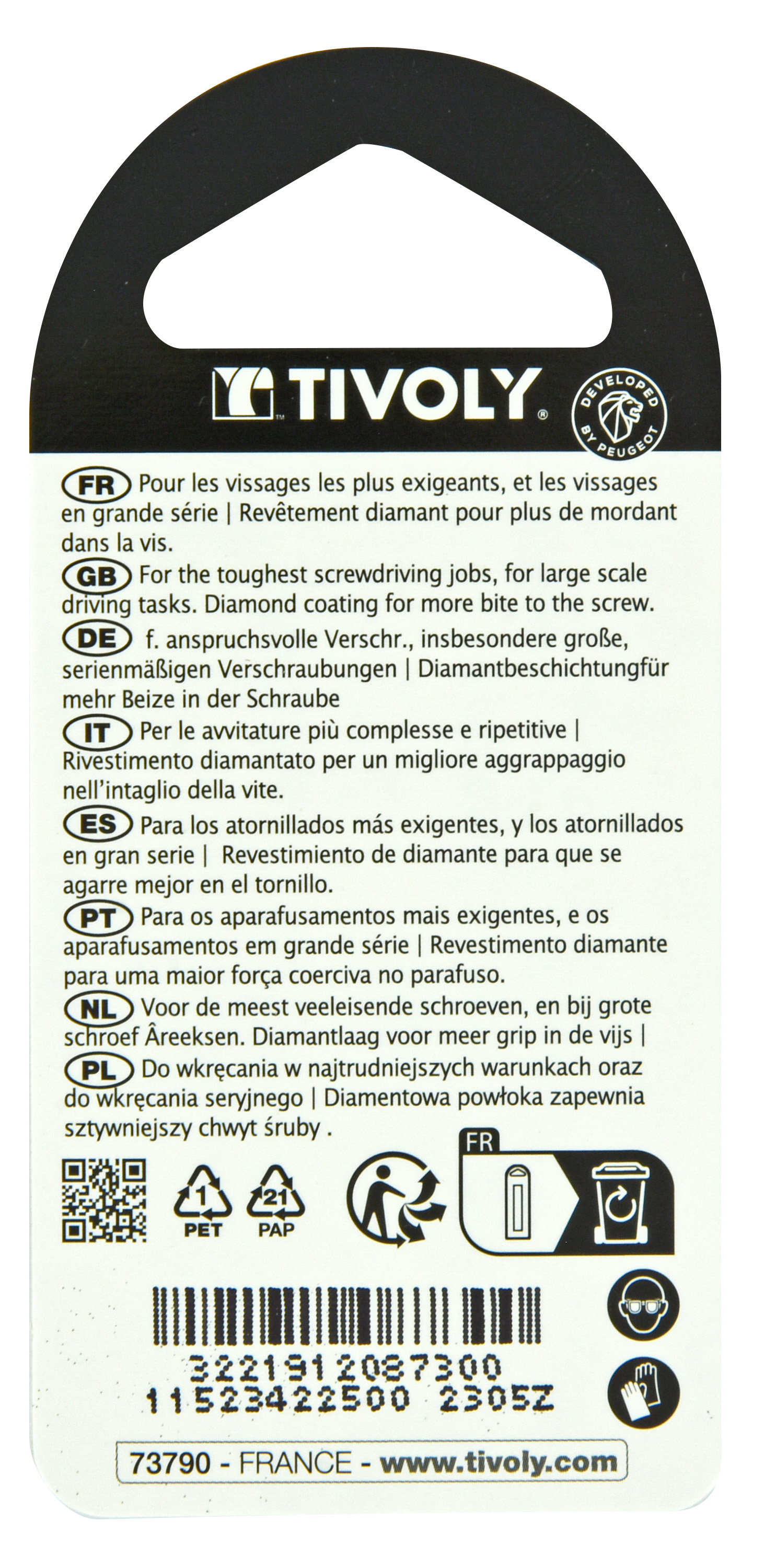 Embout de vissage -Torsion diamant IMPACT -Pour vis Torx N°: N25 / L: 50 TIVOLY - 11523422500