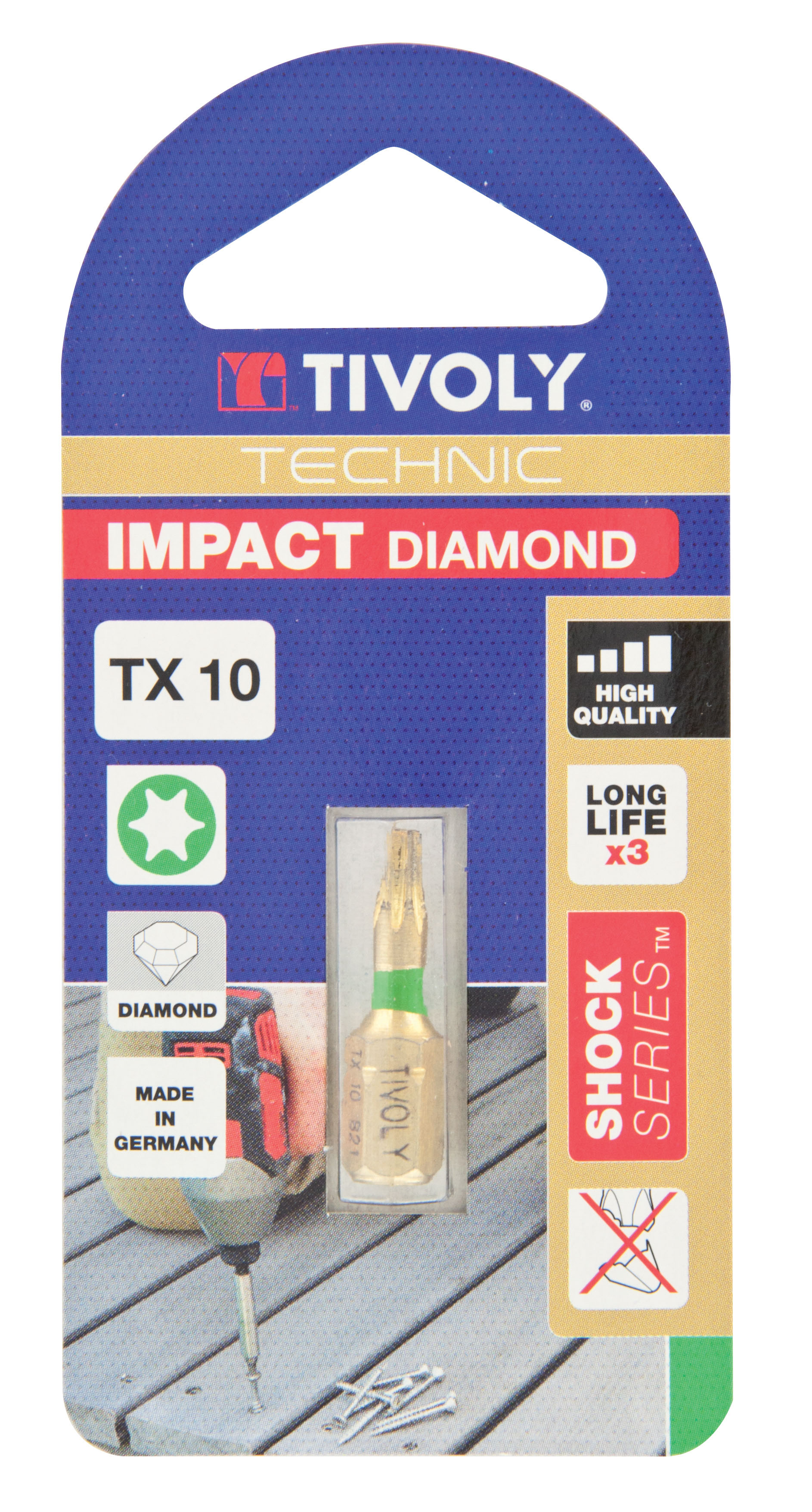 Embout de vissage -Torsion diamant IMPACT -Pour vis Torx N°: N10 / L: 25 TIVOLY - 11523521000