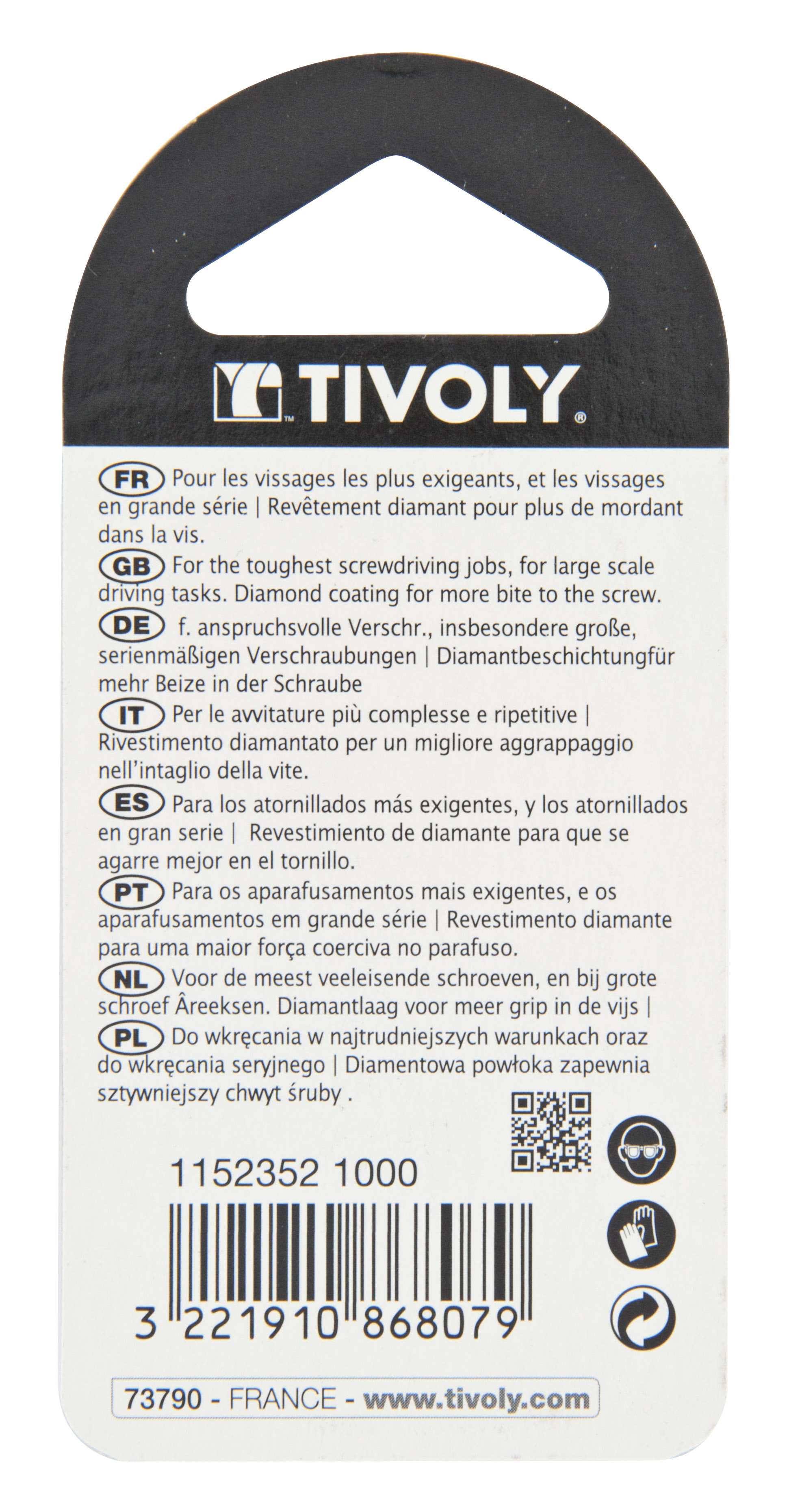 Embout de vissage -Torsion diamant IMPACT -Pour vis Torx N°: N10 / L: 25 TIVOLY - 11523521000