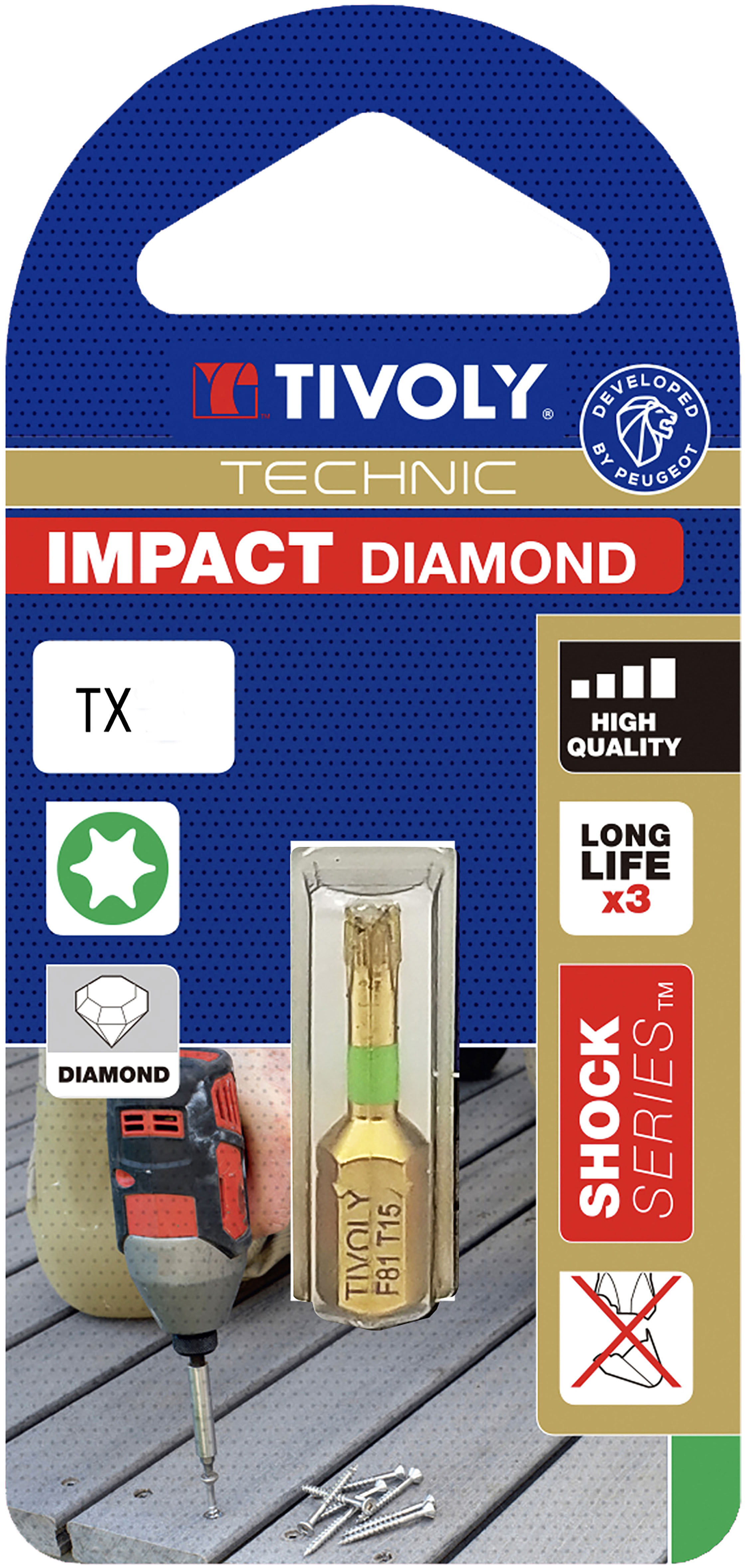 Embout de vissage -Torsion diamant IMPACT -Pour vis Torx N°: N25 / L: 25 TIVOLY - 11523522500