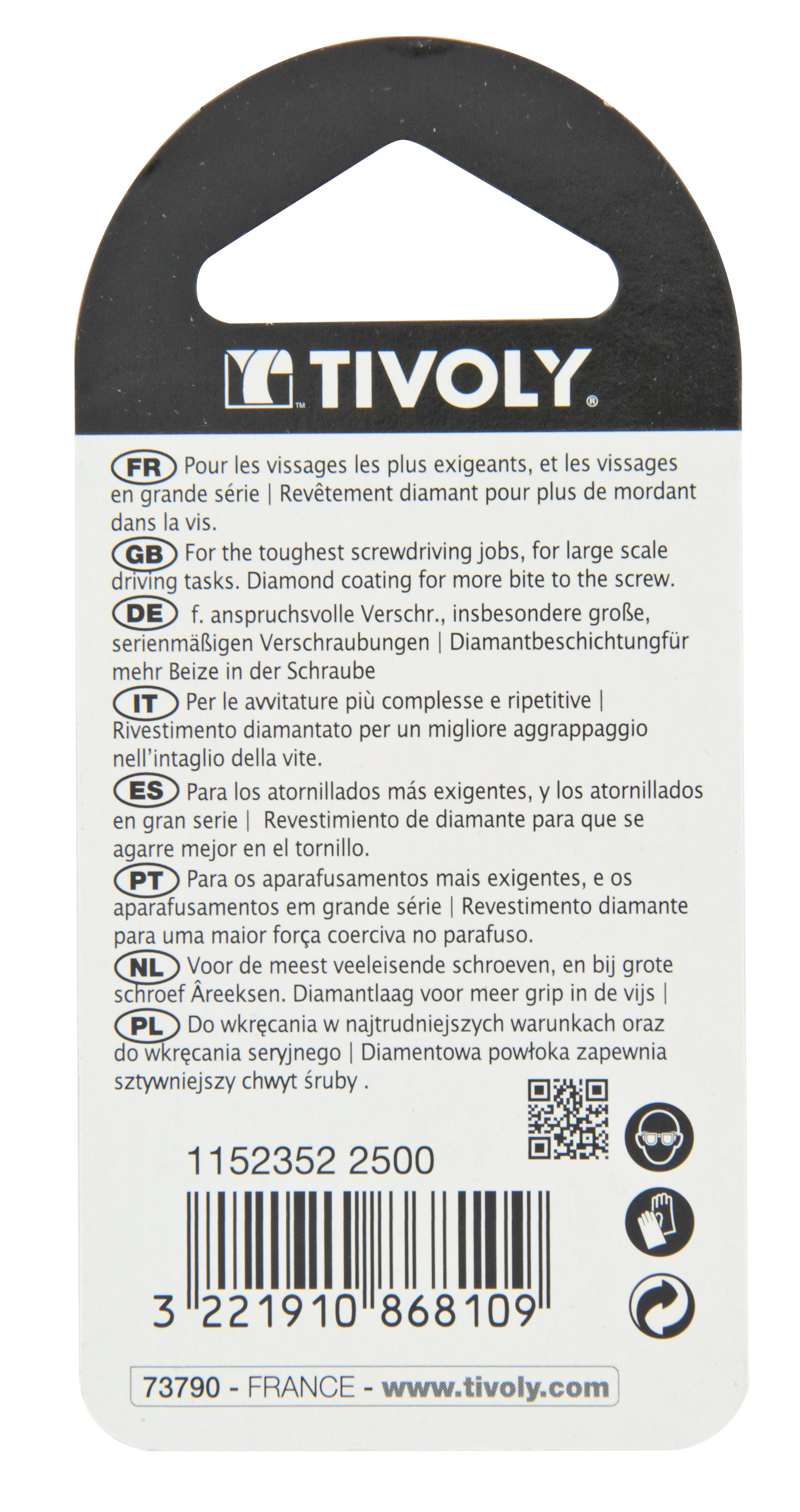 Embout de vissage -Torsion diamant IMPACT -Pour vis Torx N°: N25 / L: 25 TIVOLY - 11523522500