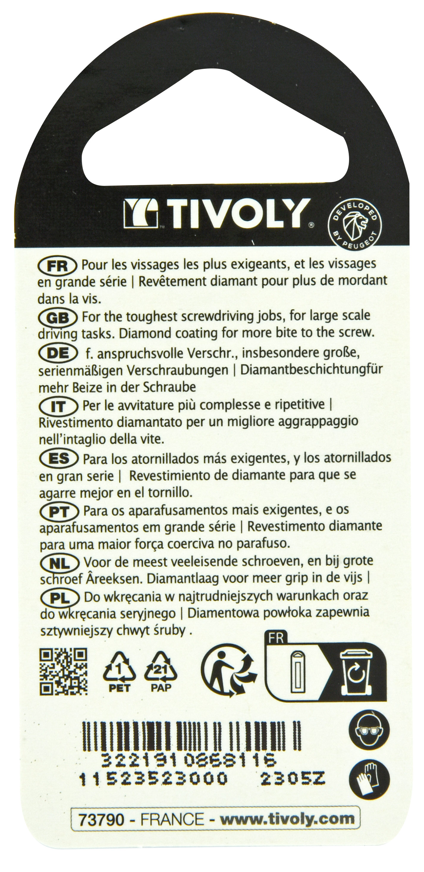 Embout de vissage -Torsion diamant IMPACT -Pour vis Torx N°: N30 / L: 25 TIVOLY - 11523523000