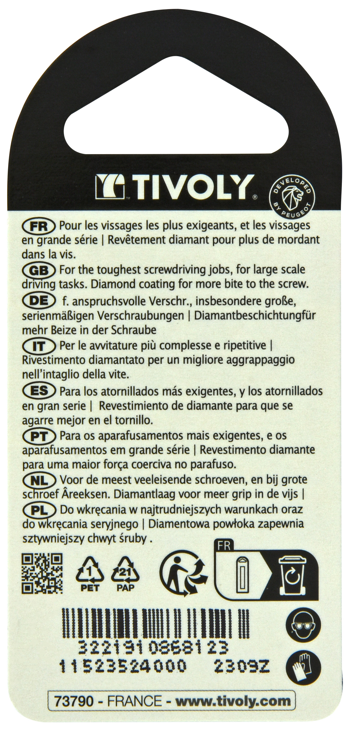 Embout de vissage -Torsion diamant IMPACT -Pour vis Torx N°: N40 / L: 25 TIVOLY - 11523524000