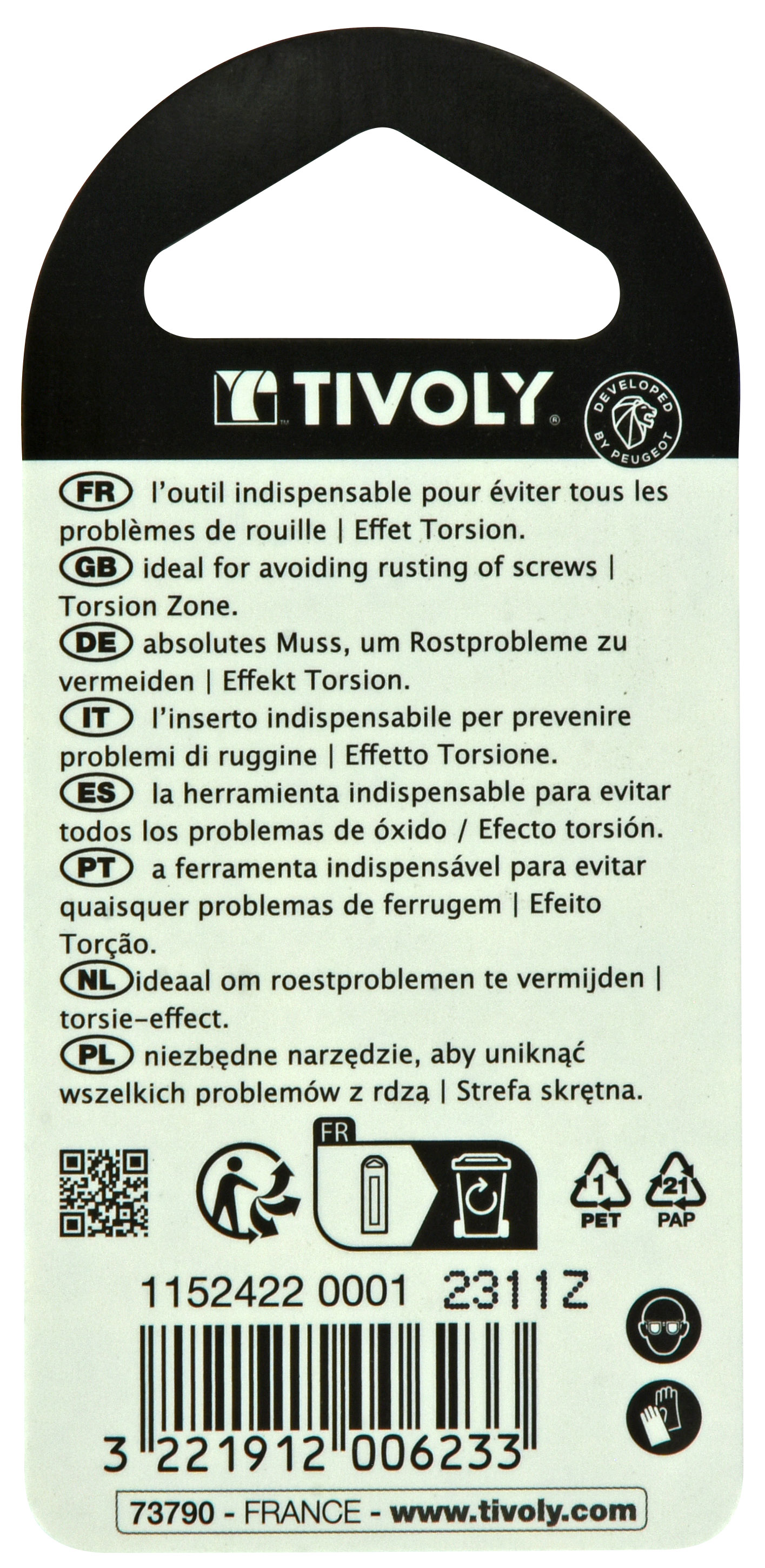 Embout de vissage -Torsion INOX -Pour vis Pozidriv (Blister) N°: N1-2-3 / L: 25 TIVOLY - 11524220001