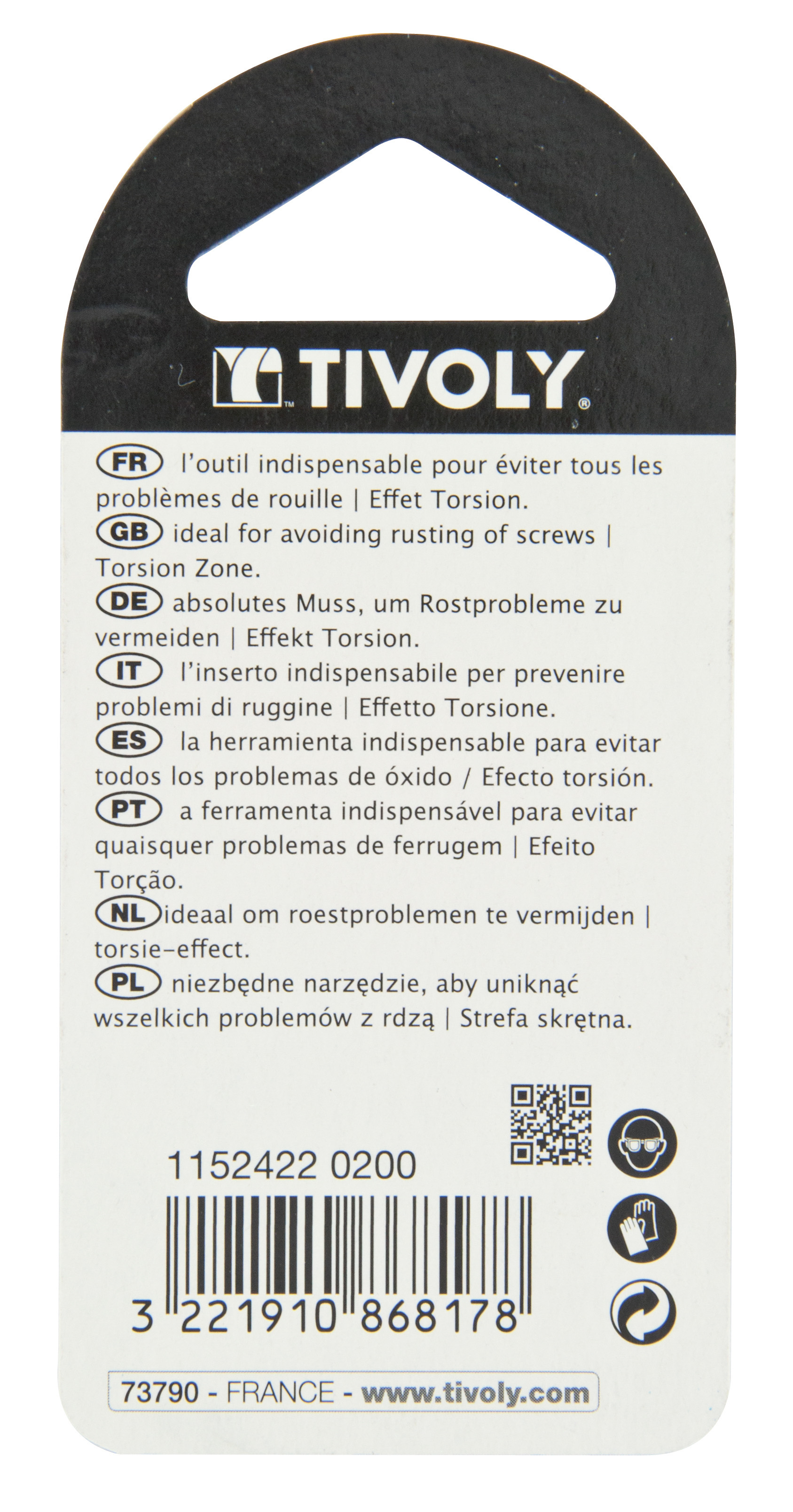 Embout de vissage -Torsion INOX -Pour vis Pozidriv (Blister) N°: N2 / L: 25 TIVOLY - 11524220200