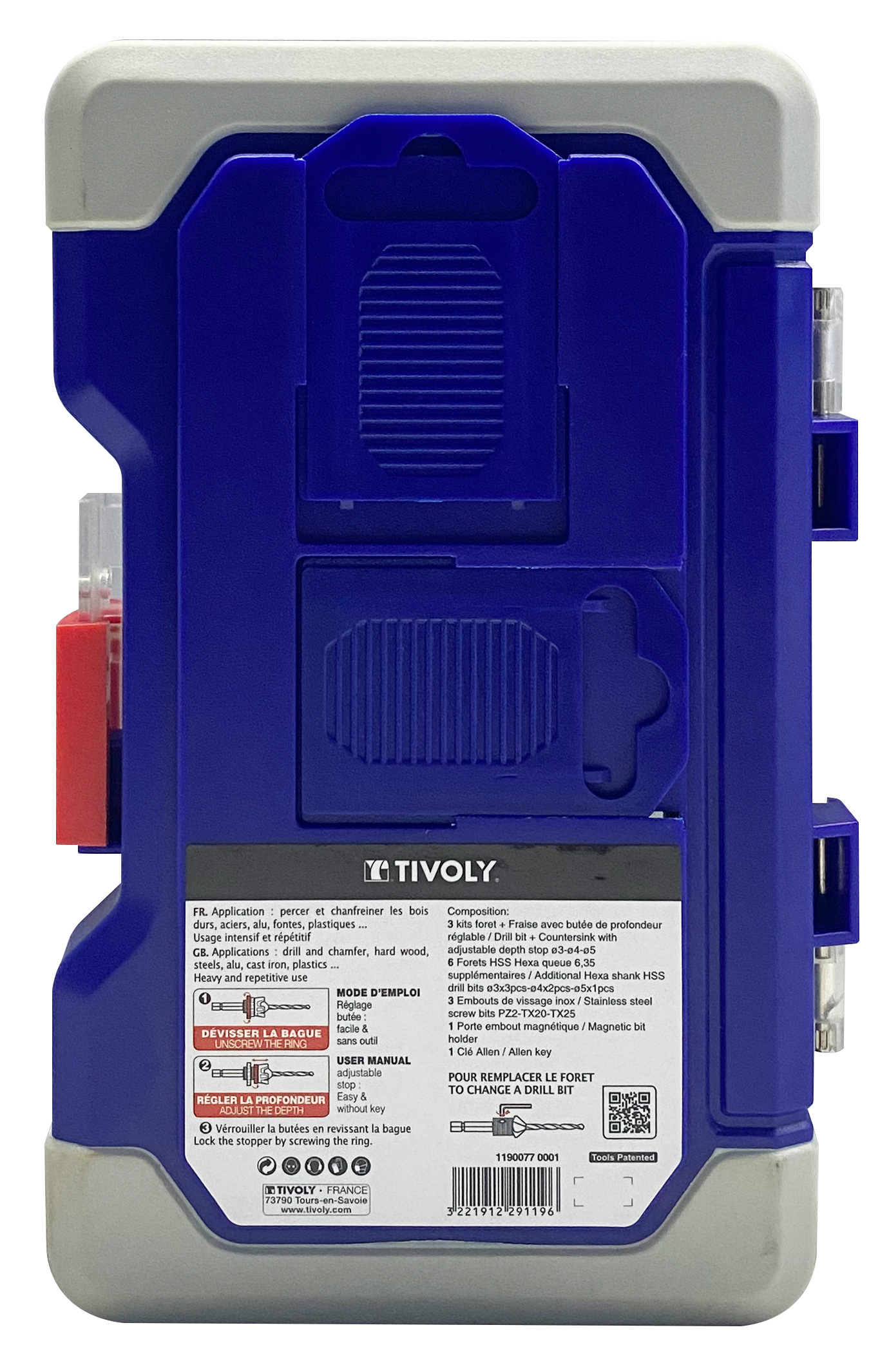 13 pièces -3 kits mèche & fraise bois métal HSS 2en1 + 6 forets HSS + 3 embouts inox + accessoires TIVOLY - 11900770001