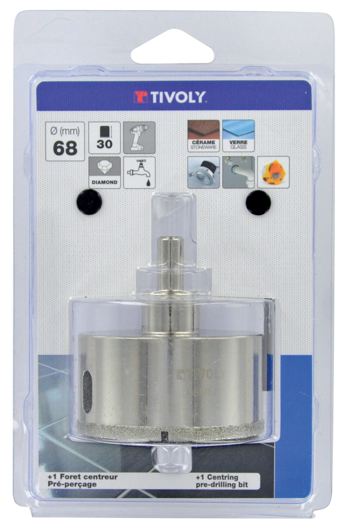 Scie cloche diamant à eau (Blister Box) / H: 30 Ø: 44 TIVOLY - 12000524400
