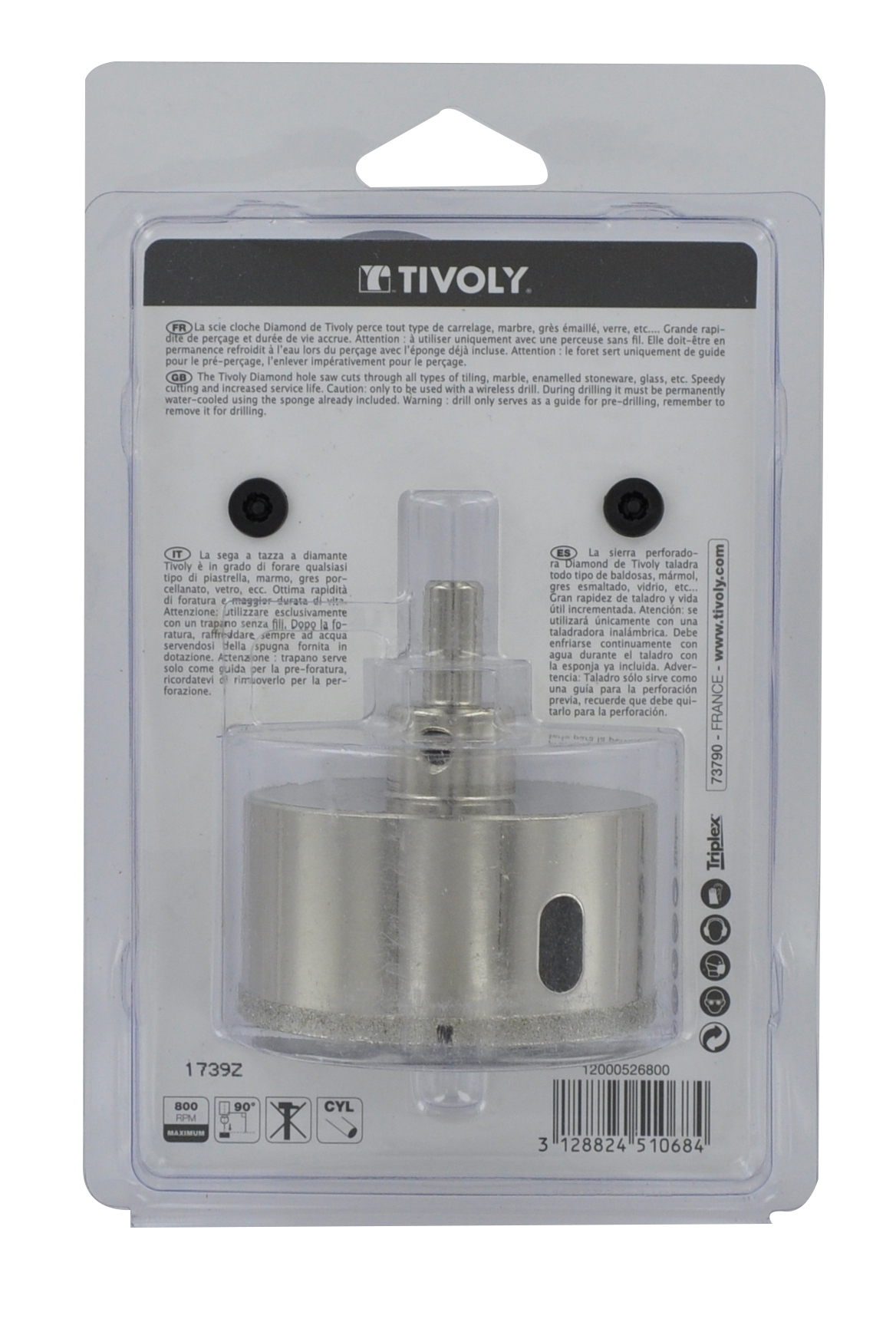 Scie cloche diamant à eau (Blister Box) / H: 30 Ø: 68 TIVOLY - 12000526800