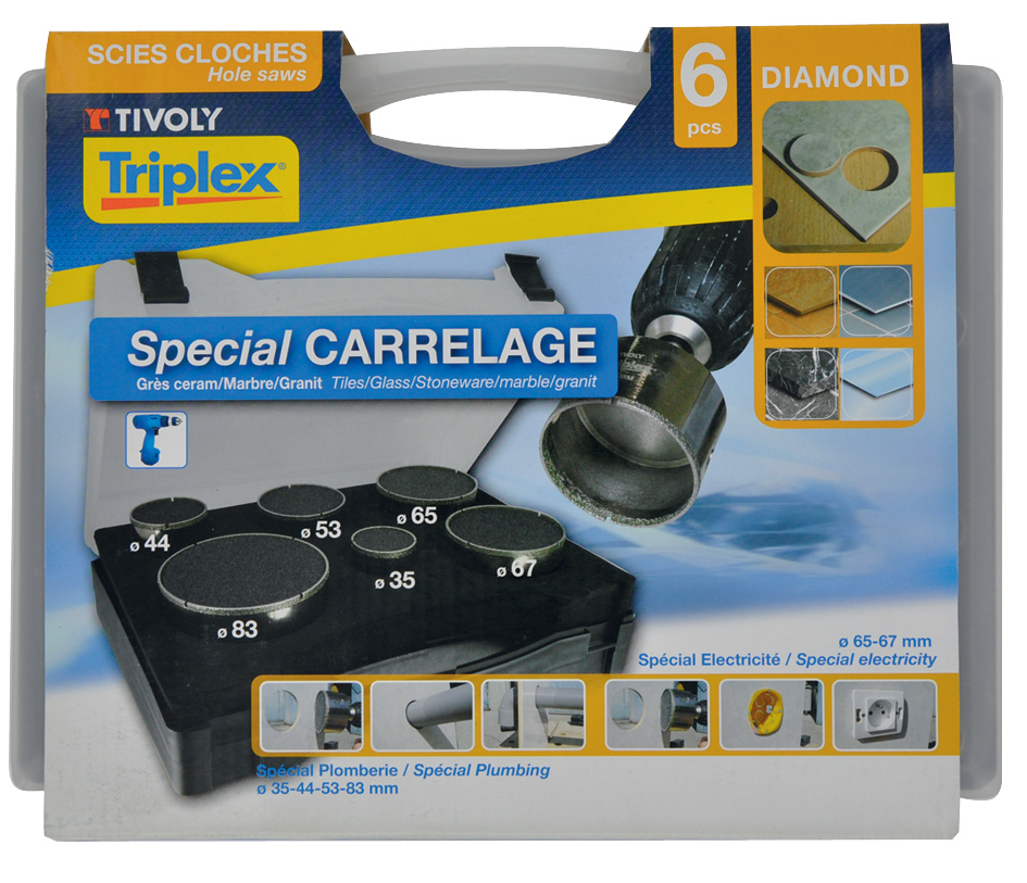 Mallette de 6 scies cloches diamant à eau de Ø 35 à 83mm TIVOLY - 12000570002