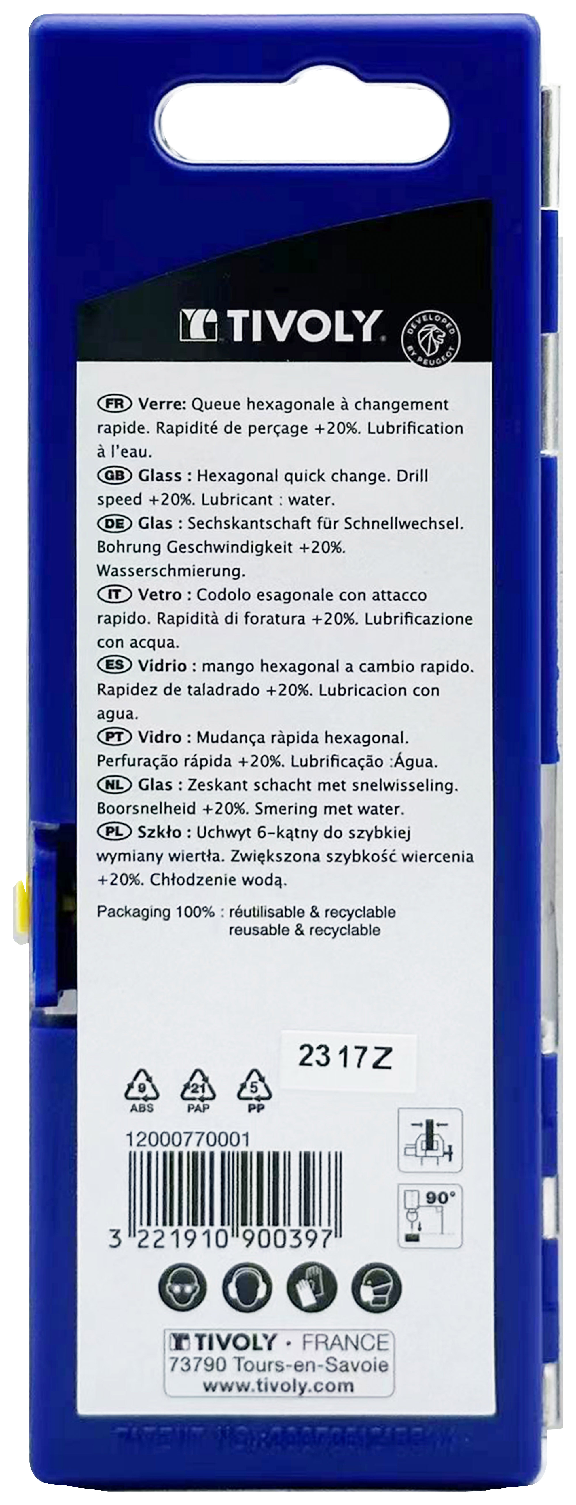 5 forets verre Ø 3 à 8mm TIVOLY - 12000770001