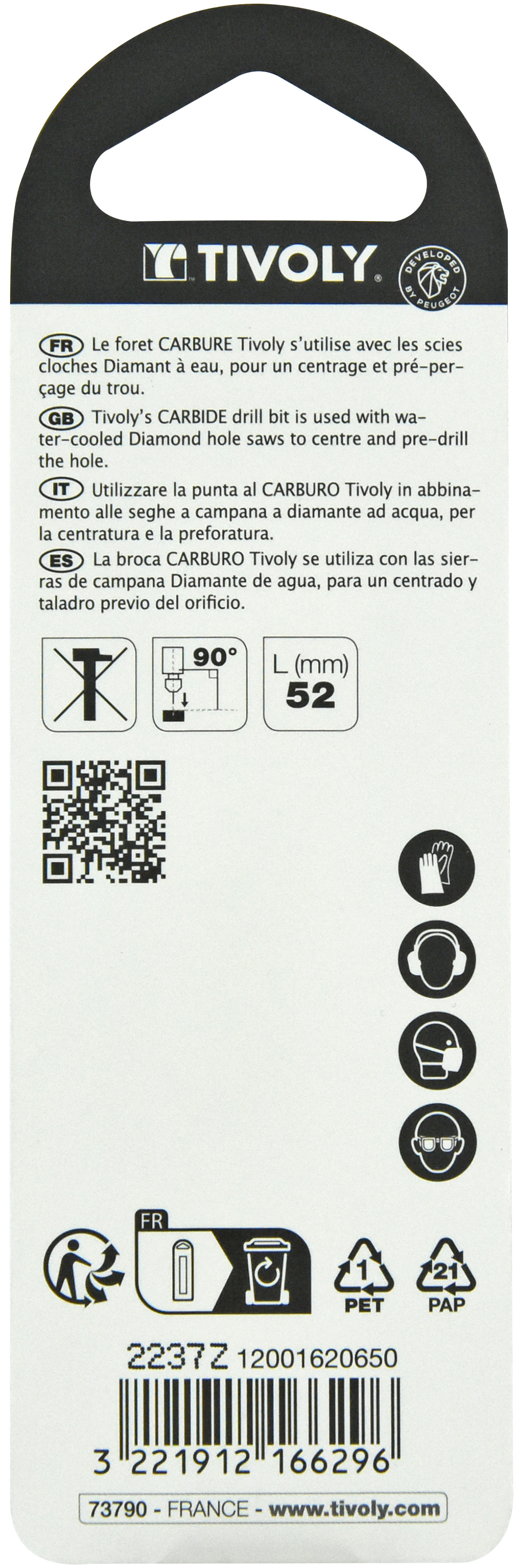 Forets centreur carbure Ø 35>83mm TIVOLY - 12001620650