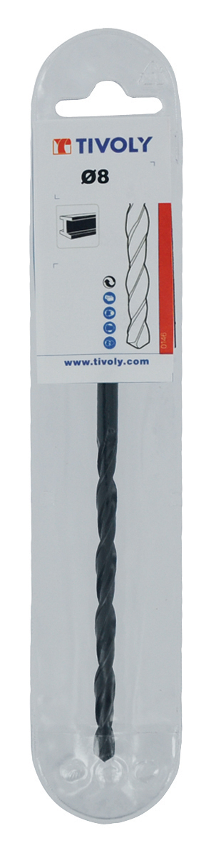 Foret métaux laminé HSS - STEAM -DIN340 -h8 -Série longue -Queue cylindrique Ø: 12 L: 205 TIVOLY - 50200341200