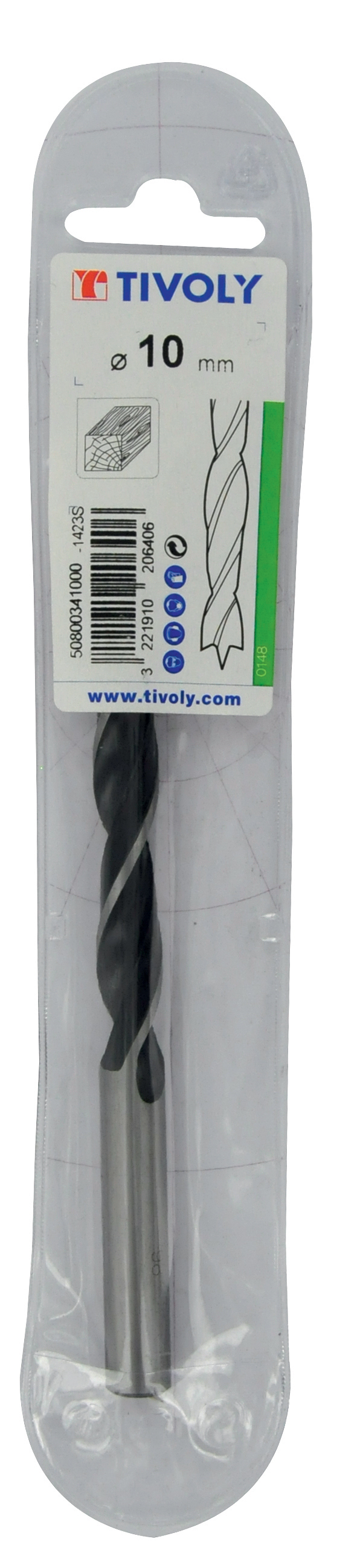 Foret bois 3 pointes -Queue cylindrique (Etui plastique) / L: 150 Ø: 14 TIVOLY - 50800341400