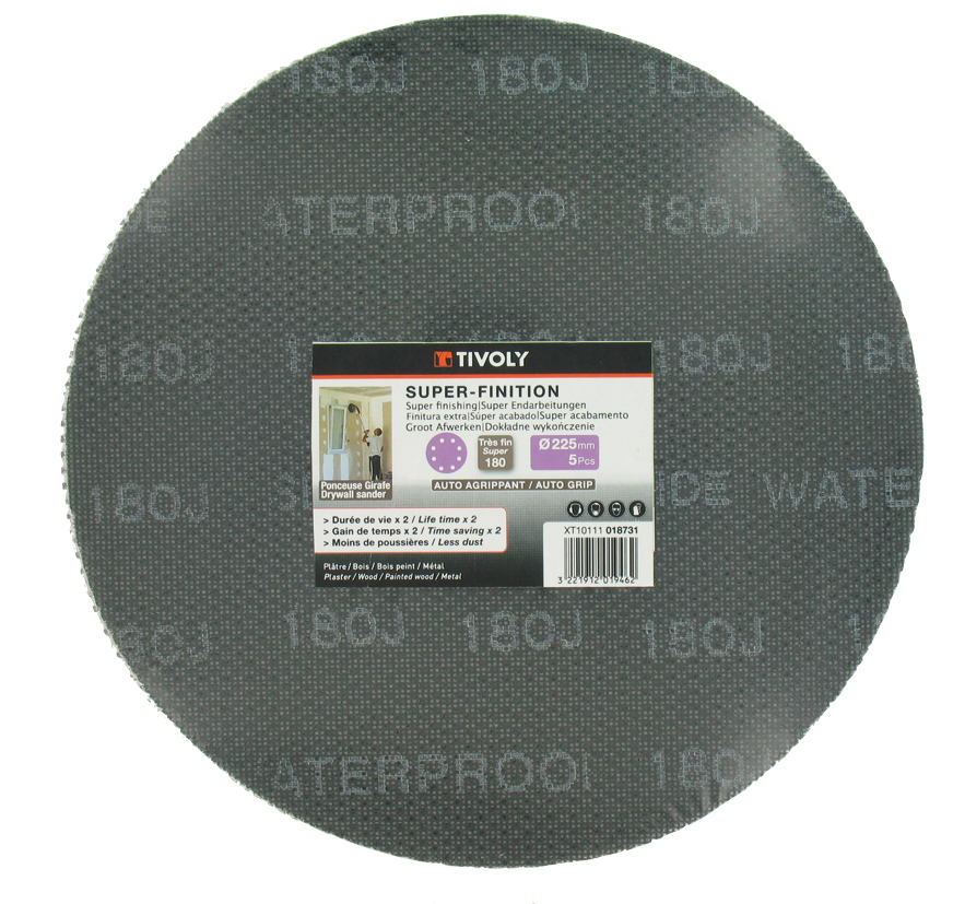 Disque MAILLE -AUTO-AGRIPPANT -Ø225mm -Pour ponceuse GIRAFE / Dim Ø225 / Gr : 80 TIVOLY - XT10111018730