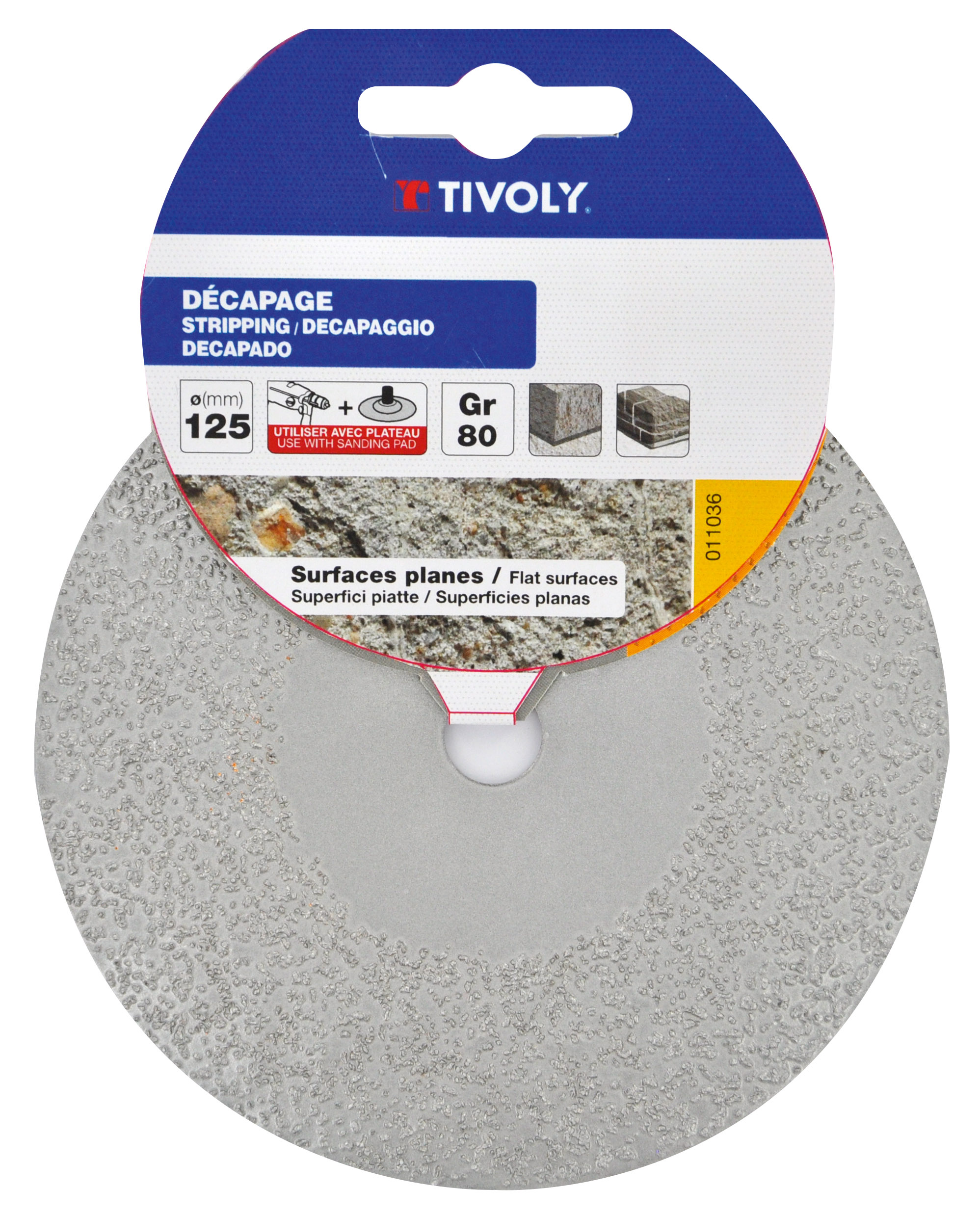 Disque CARBURE DE TUNGSTENE (Cartonnette brochable) / Dim Ø125 / Gr : 80 TIVOLY - XT10112011036