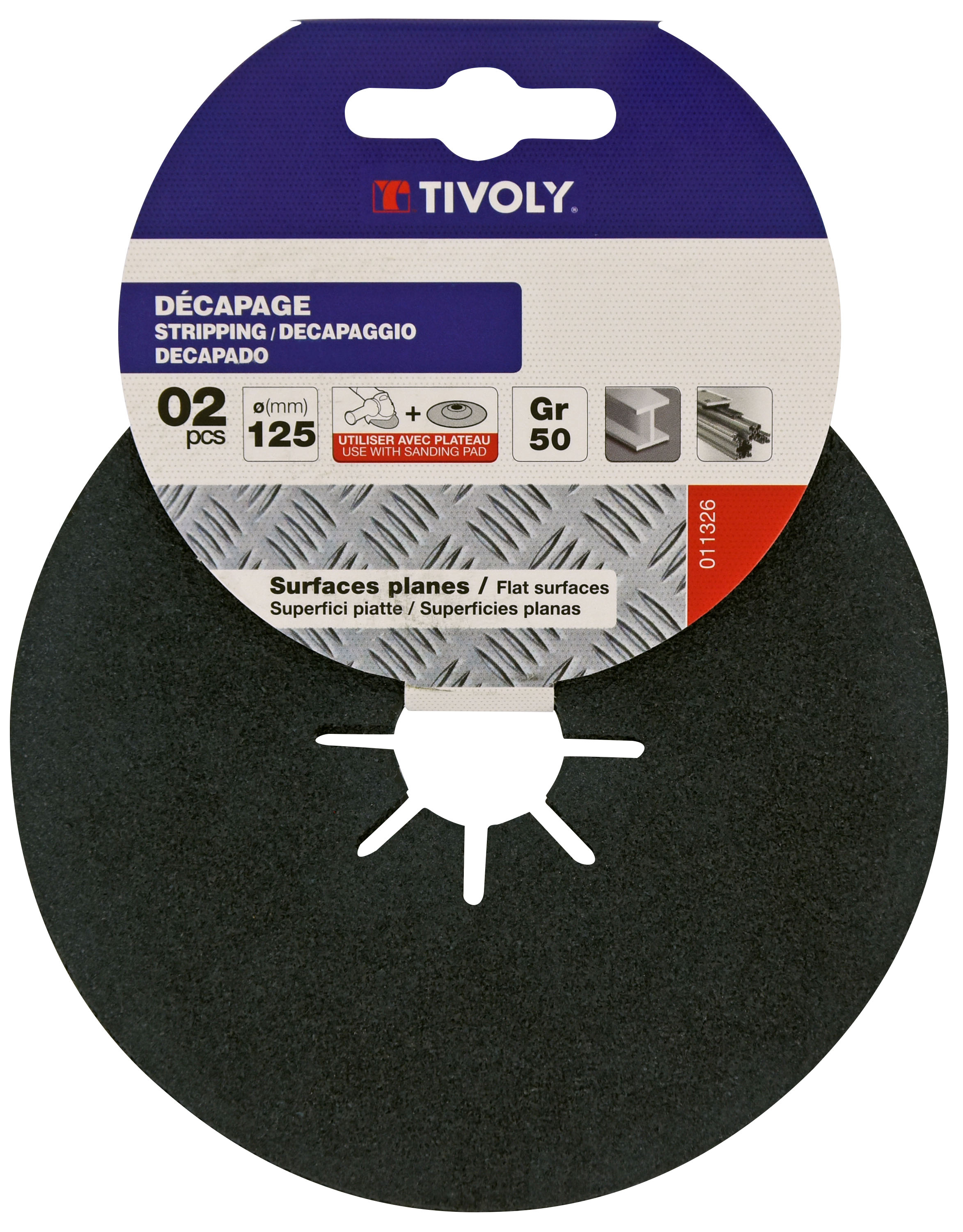 Disque FIBRE ZIRCONIUM (Cartonnette brochable) / Dim Ø125 / Gr : 80 TIVOLY - XT10112011327